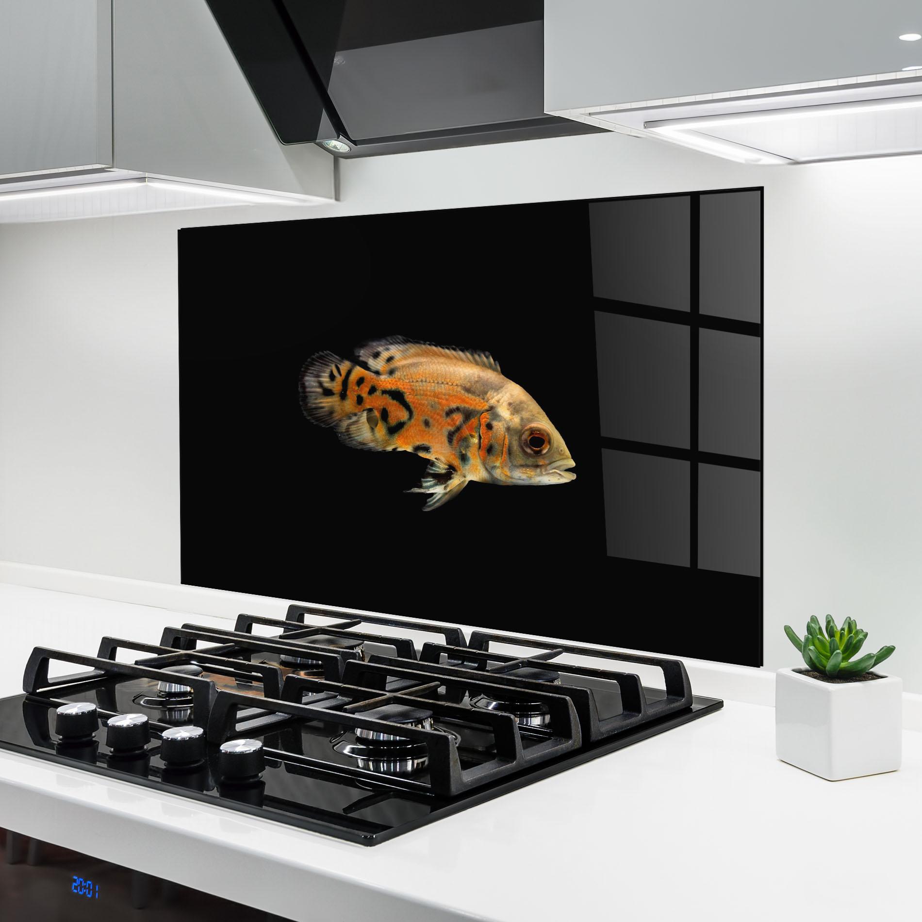 Konyhai üveg hátfal Cute Brown Fish mockup 6
