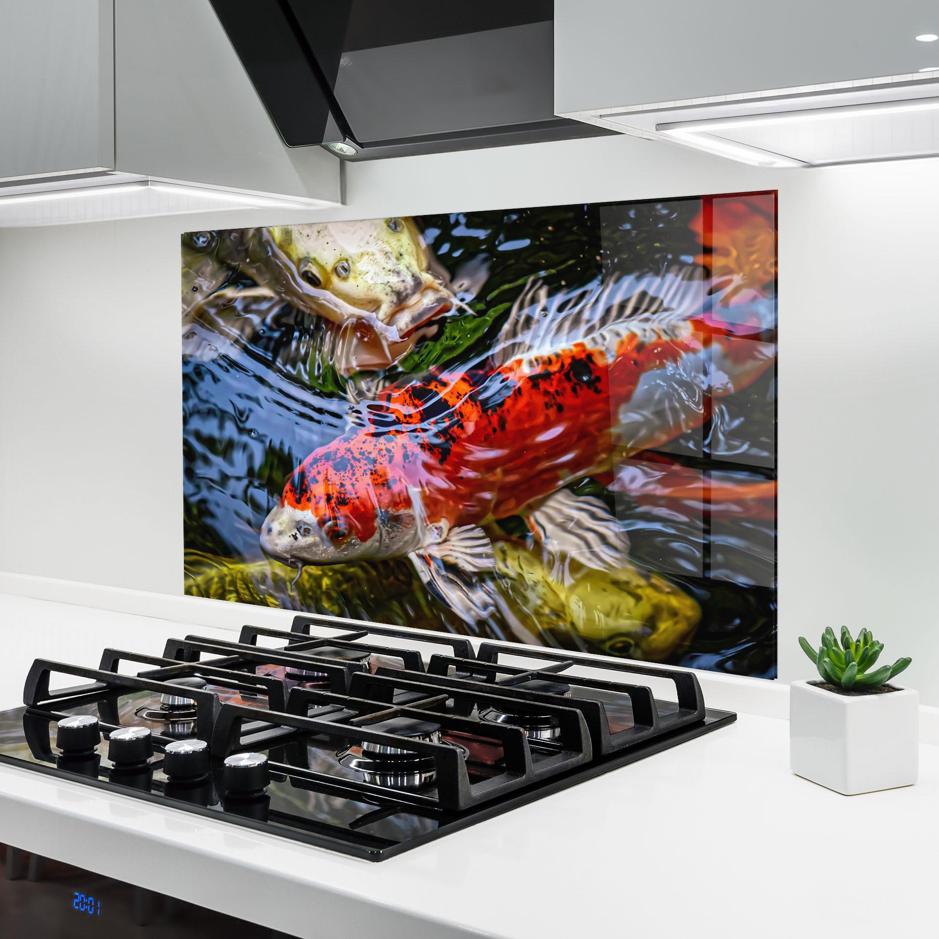 Konyhai üveg hátfal Koi mockup 6