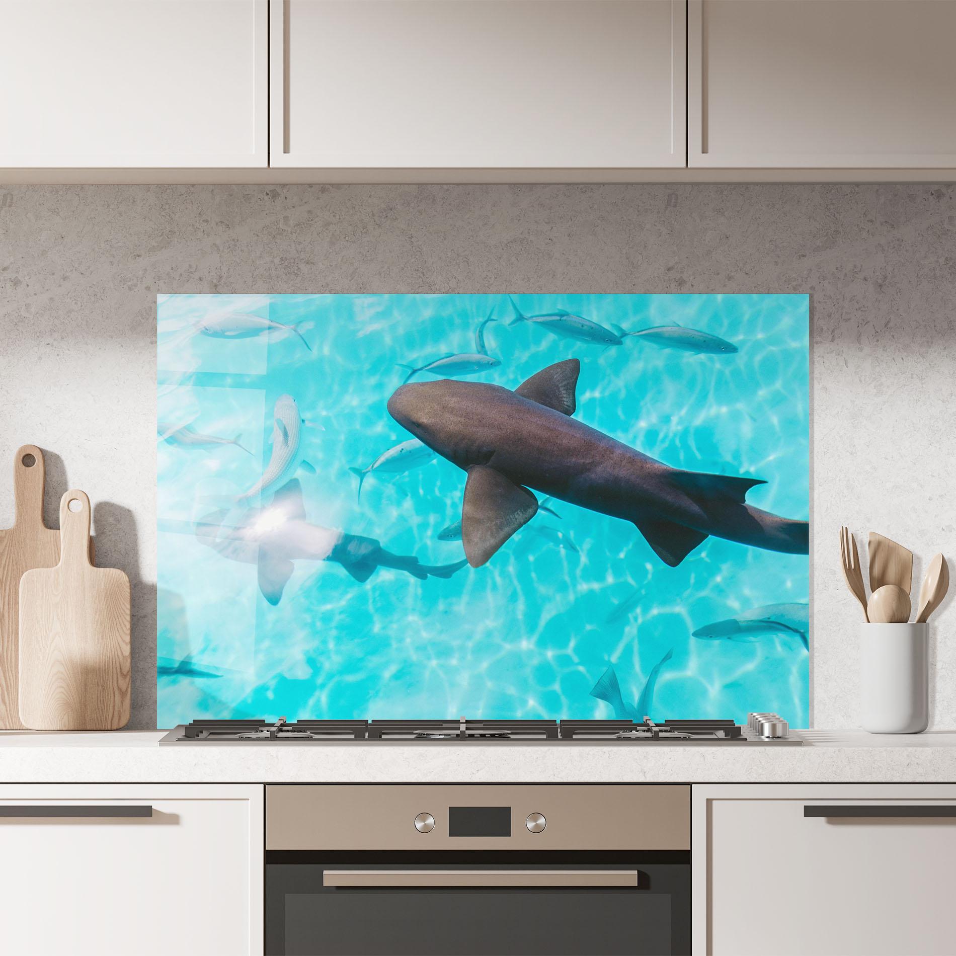 Konyhai üveg hátfal Cute Shark mockup 7