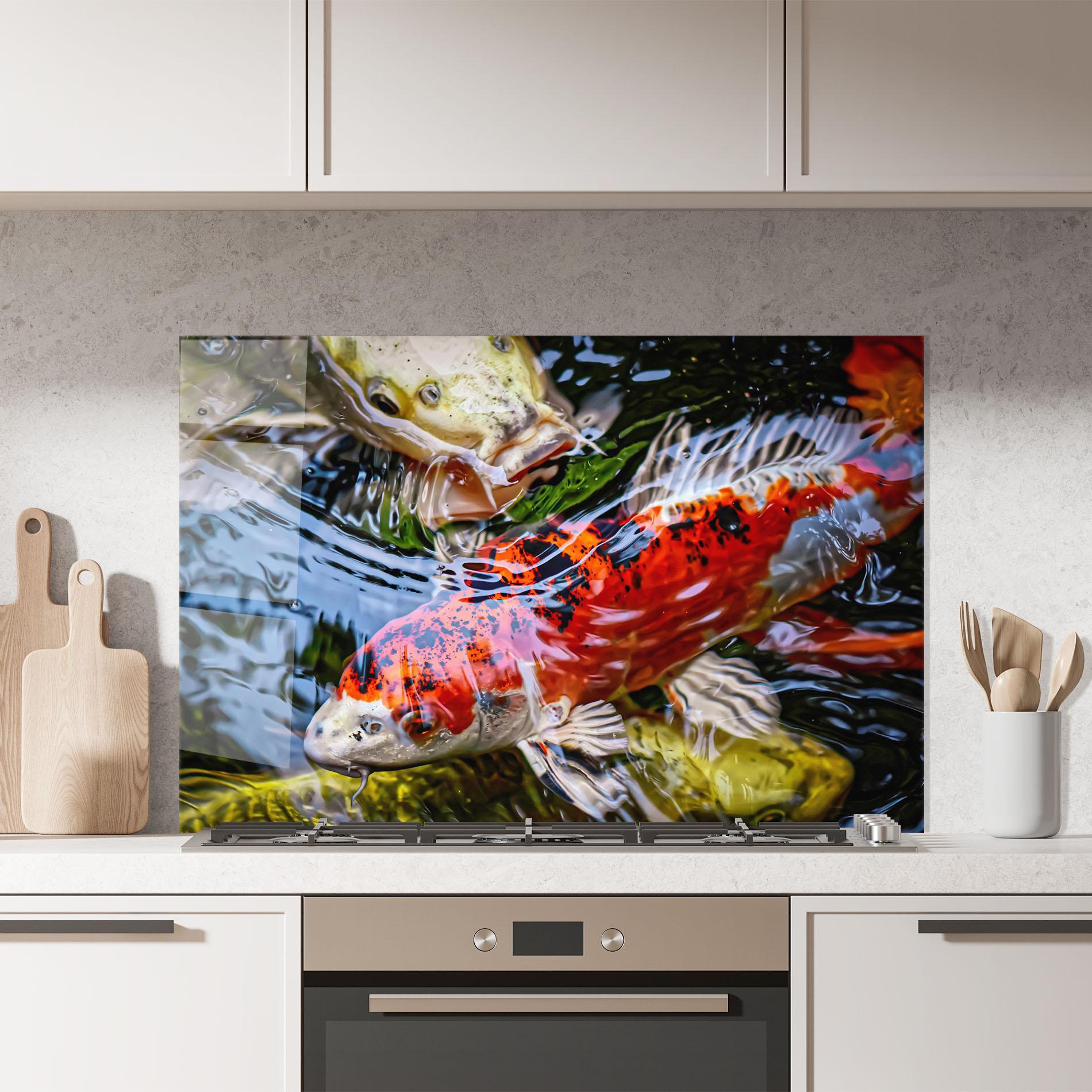 Konyhai üveg hátfal Koi mockup 7