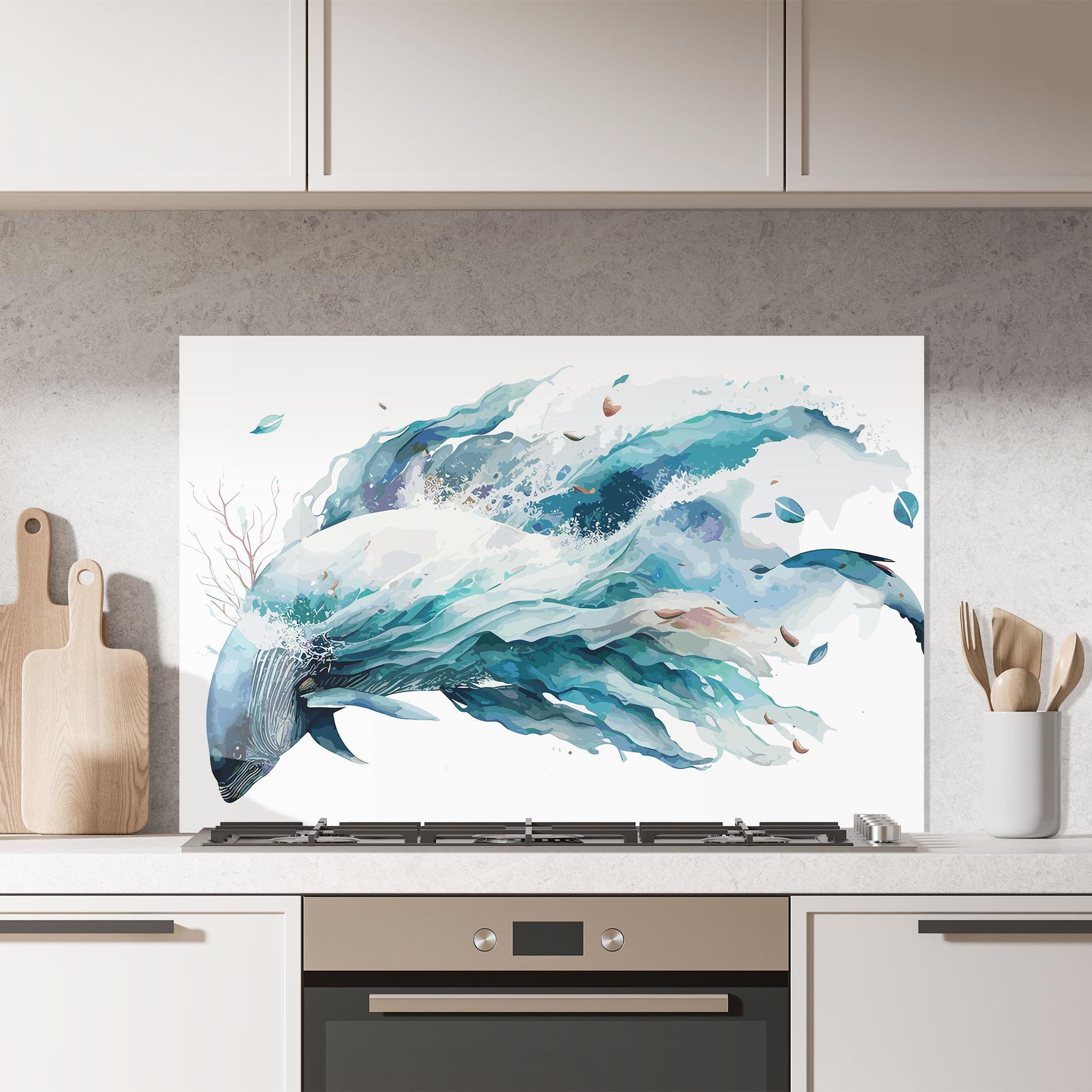 Konyhai üveg hátfal Pretty Blue Fish mockup 7