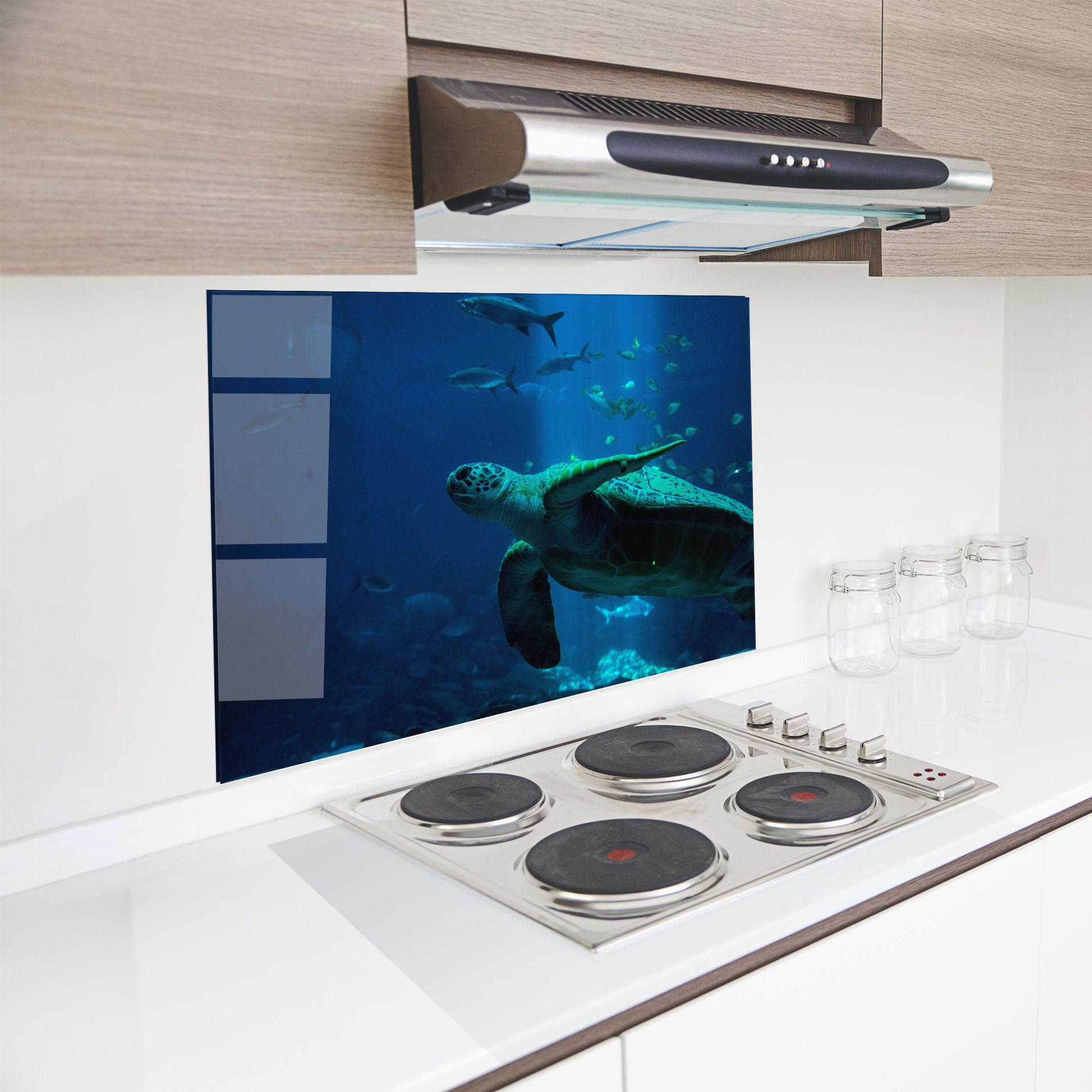 Konyhai üveg hátfal Green Turtule mockup 8