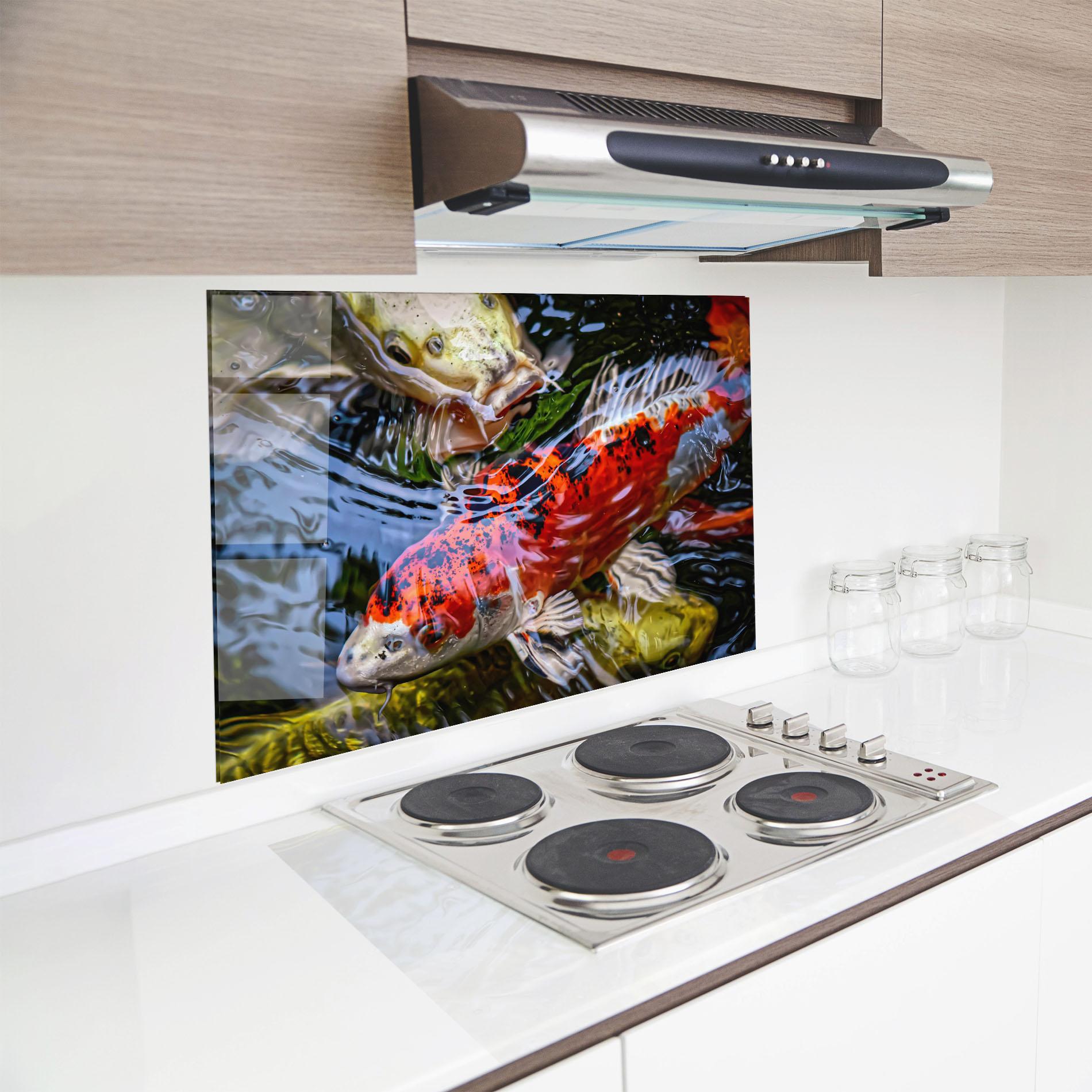 Konyhai üveg hátfal Koi mockup 8