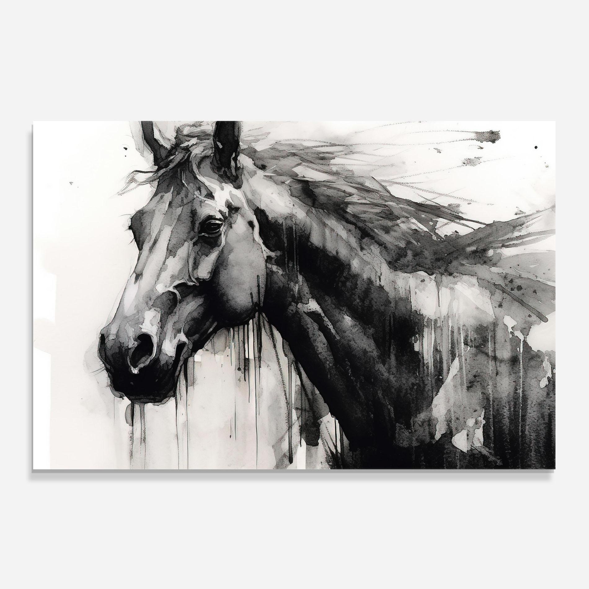 Konyhai üveg hátfal Black Horse Painting mockup 0