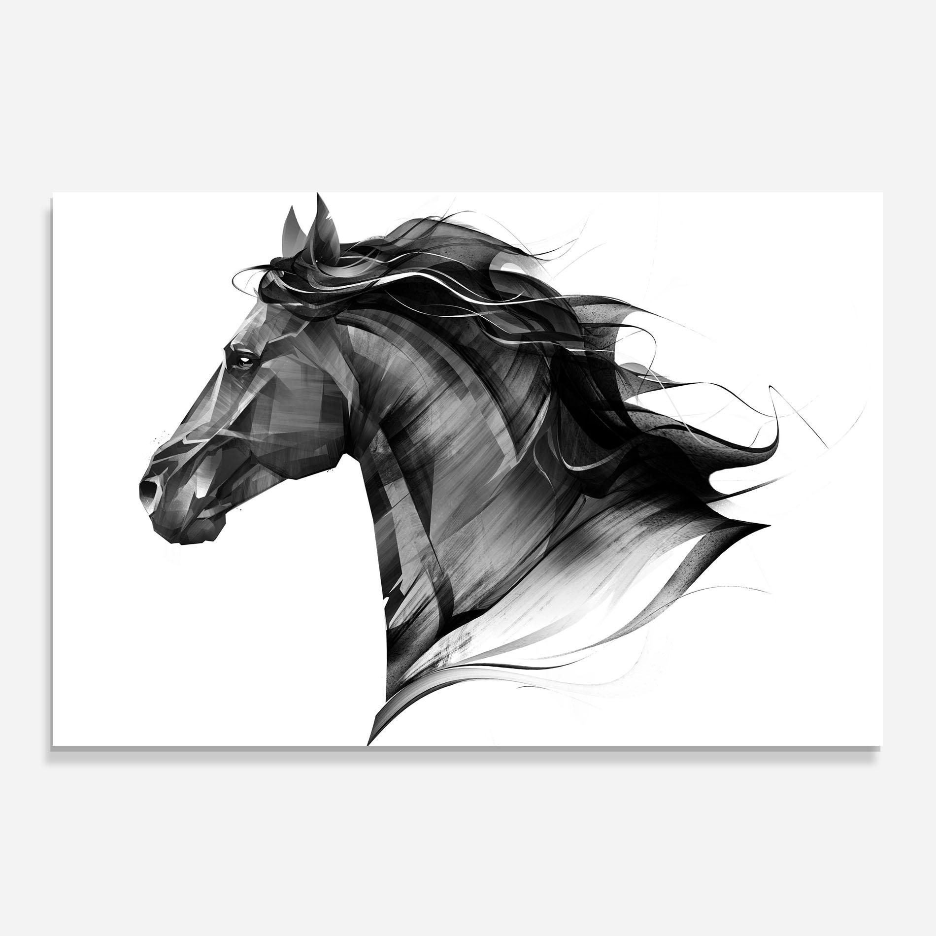 Konyhai üveg hátfal Black Portrait Horse mockup 0