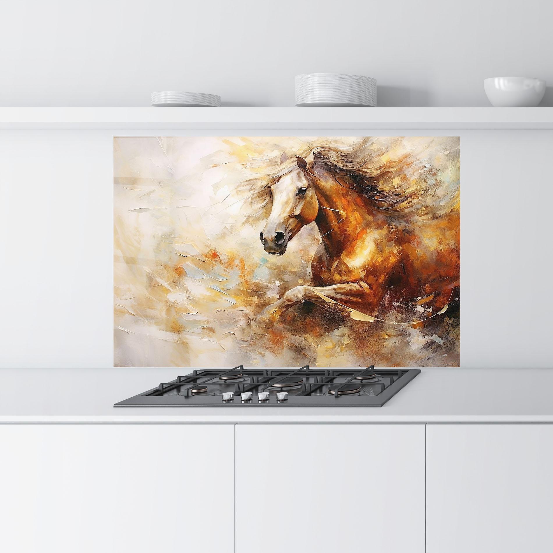 Konyhai üveg hátfal Brown Horse Running mockup 9