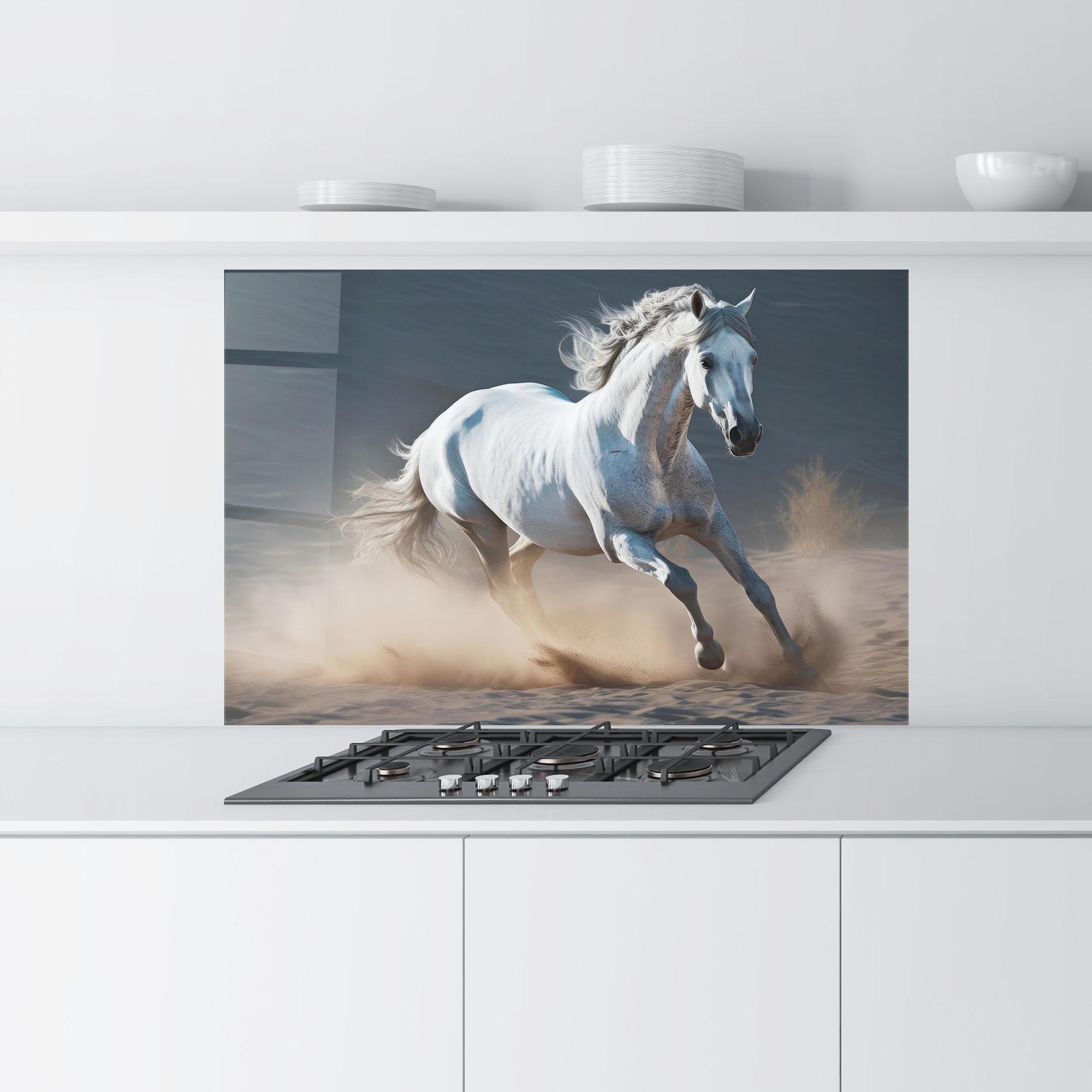 Konyhai üveg hátfal Desert Horse mockup 9