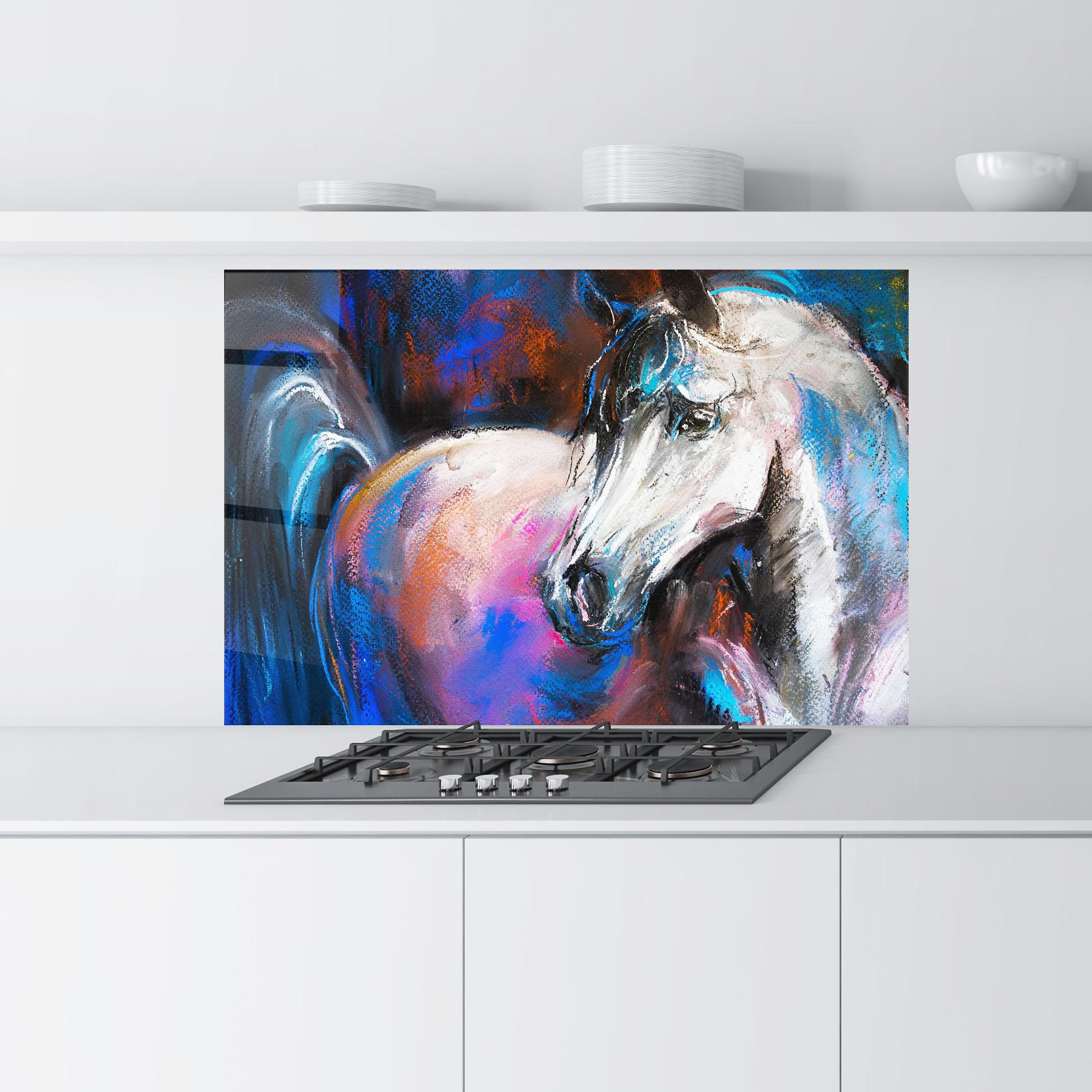 Konyhai üveg hátfal Shades Of Horse mockup 9