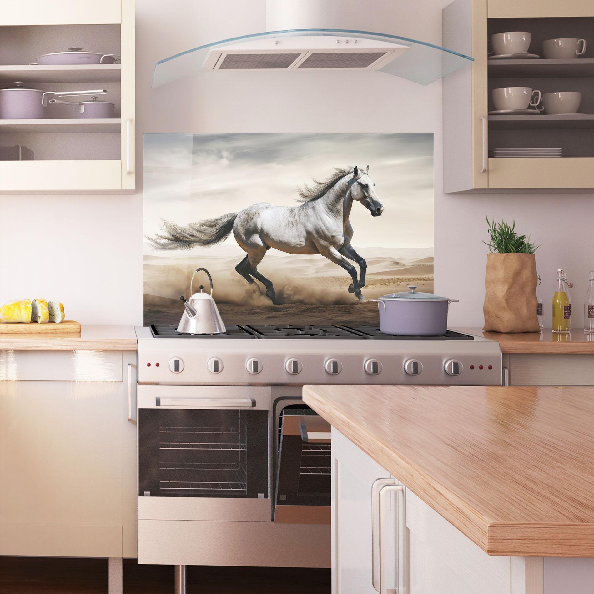 Konyhai üveg hátfal Desert Horse Galloping mockup 1