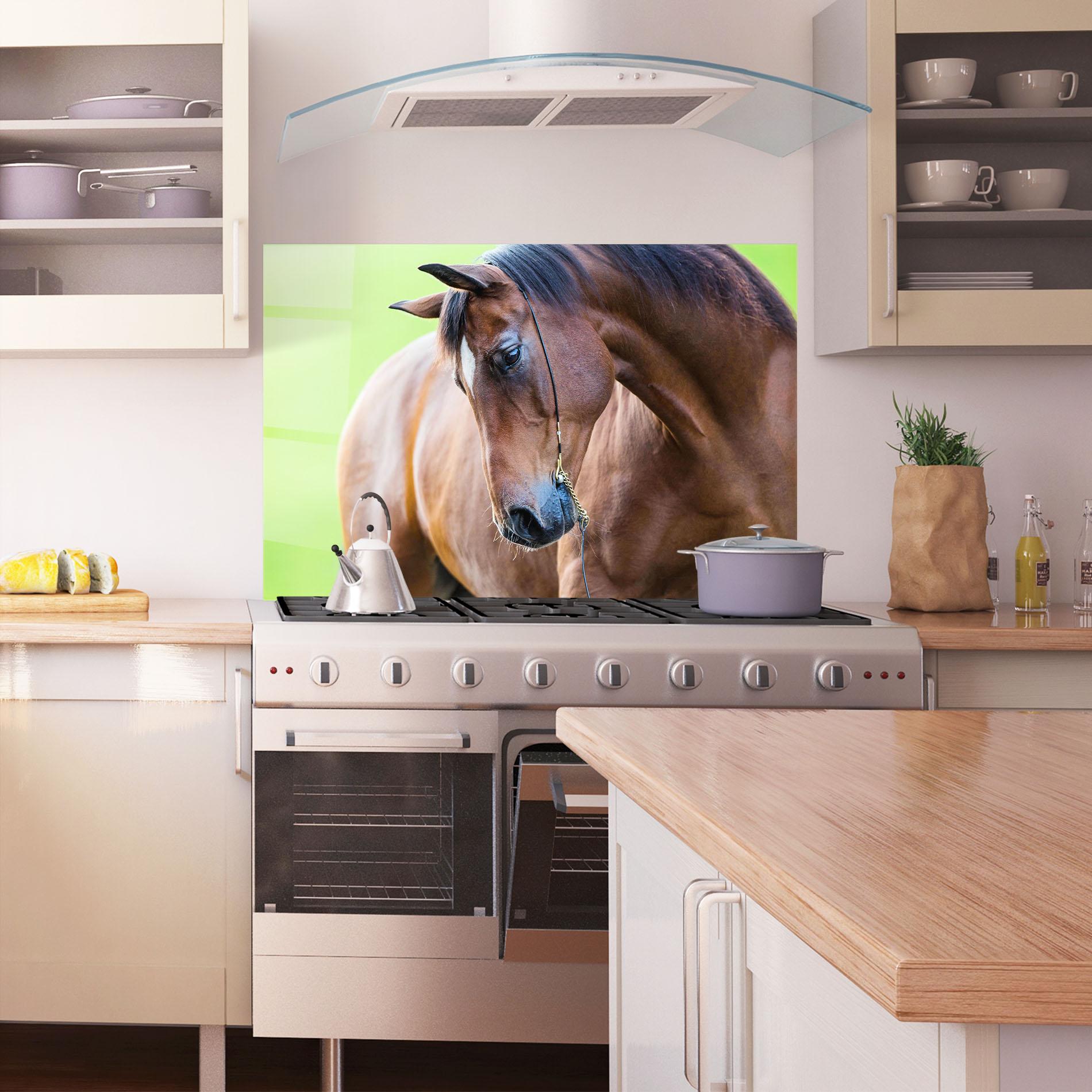 Konyhai üveg hátfal Horse Head Portrait mockup 1