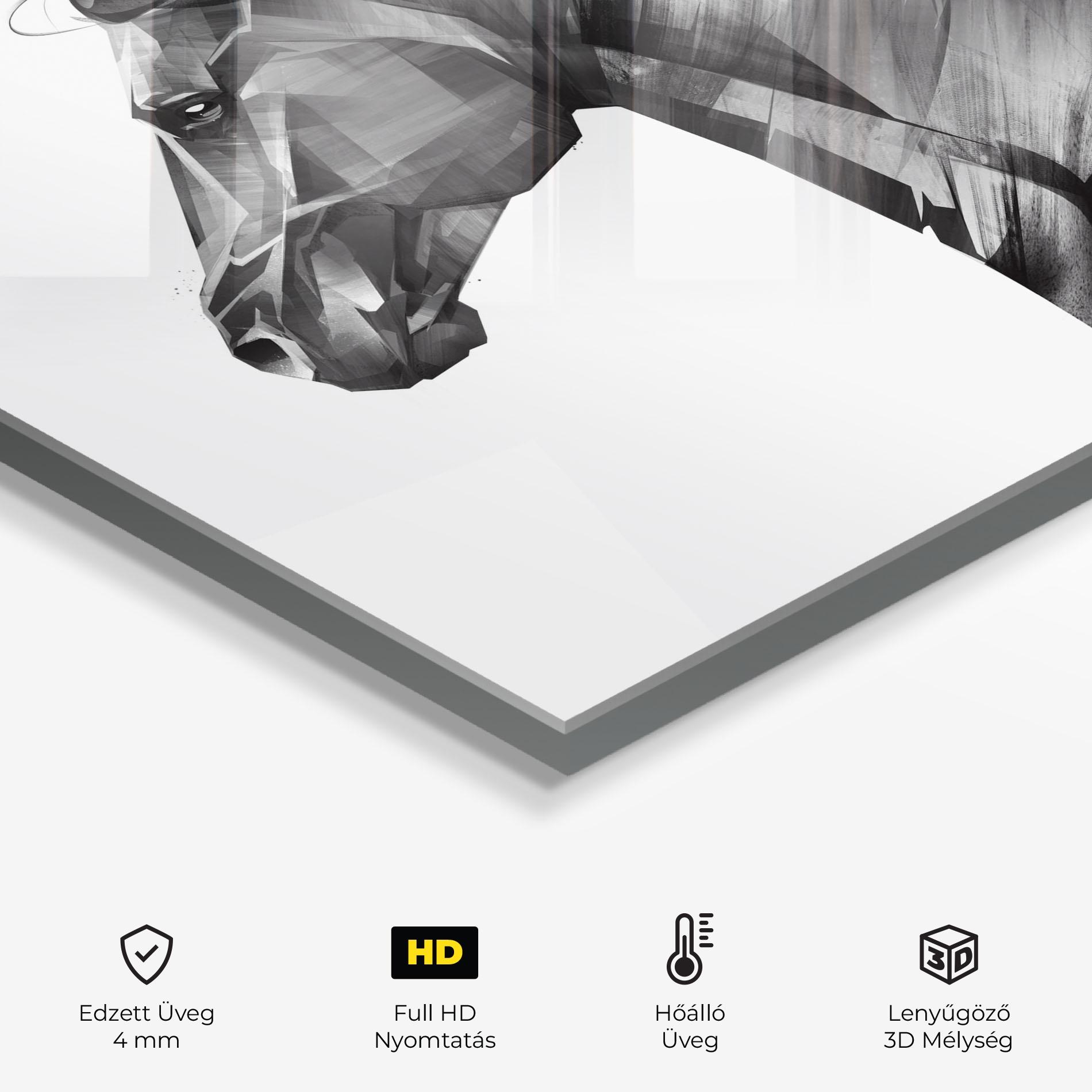Konyhai üveg hátfal Black Portrait Horse mockup 2
