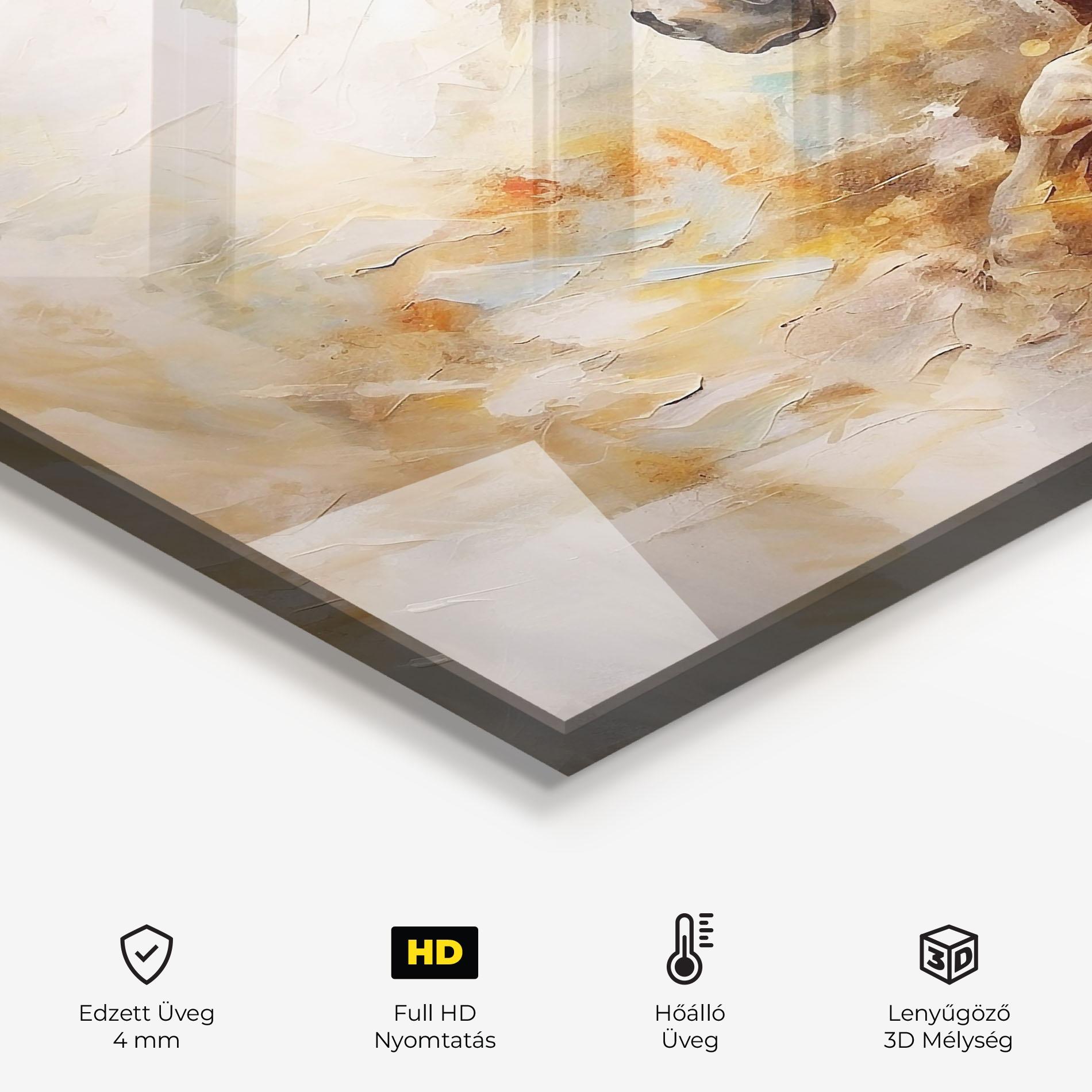 Konyhai üveg hátfal Brown Horse Running mockup 2