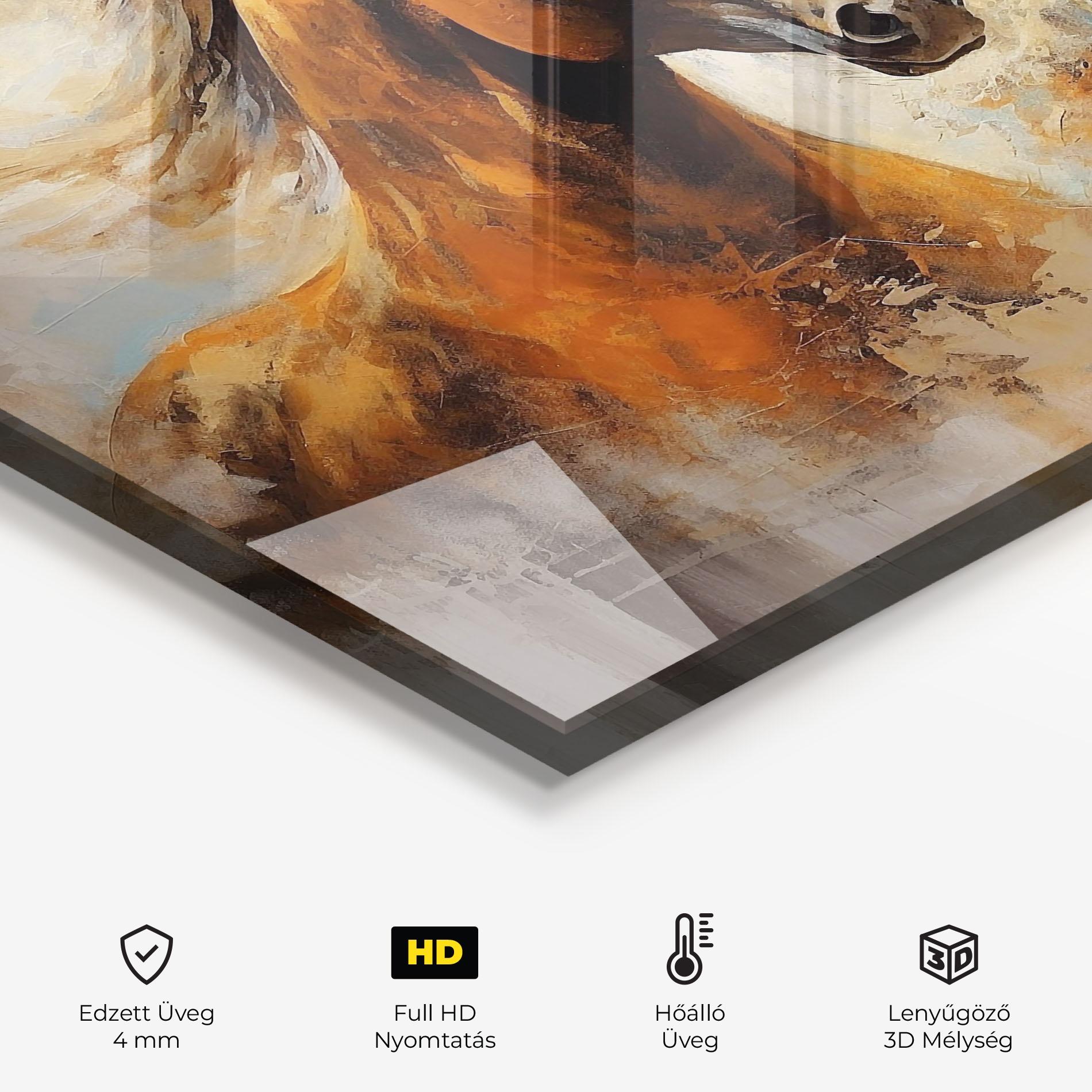 Konyhai üveg hátfal Brown Horses Staying mockup 2