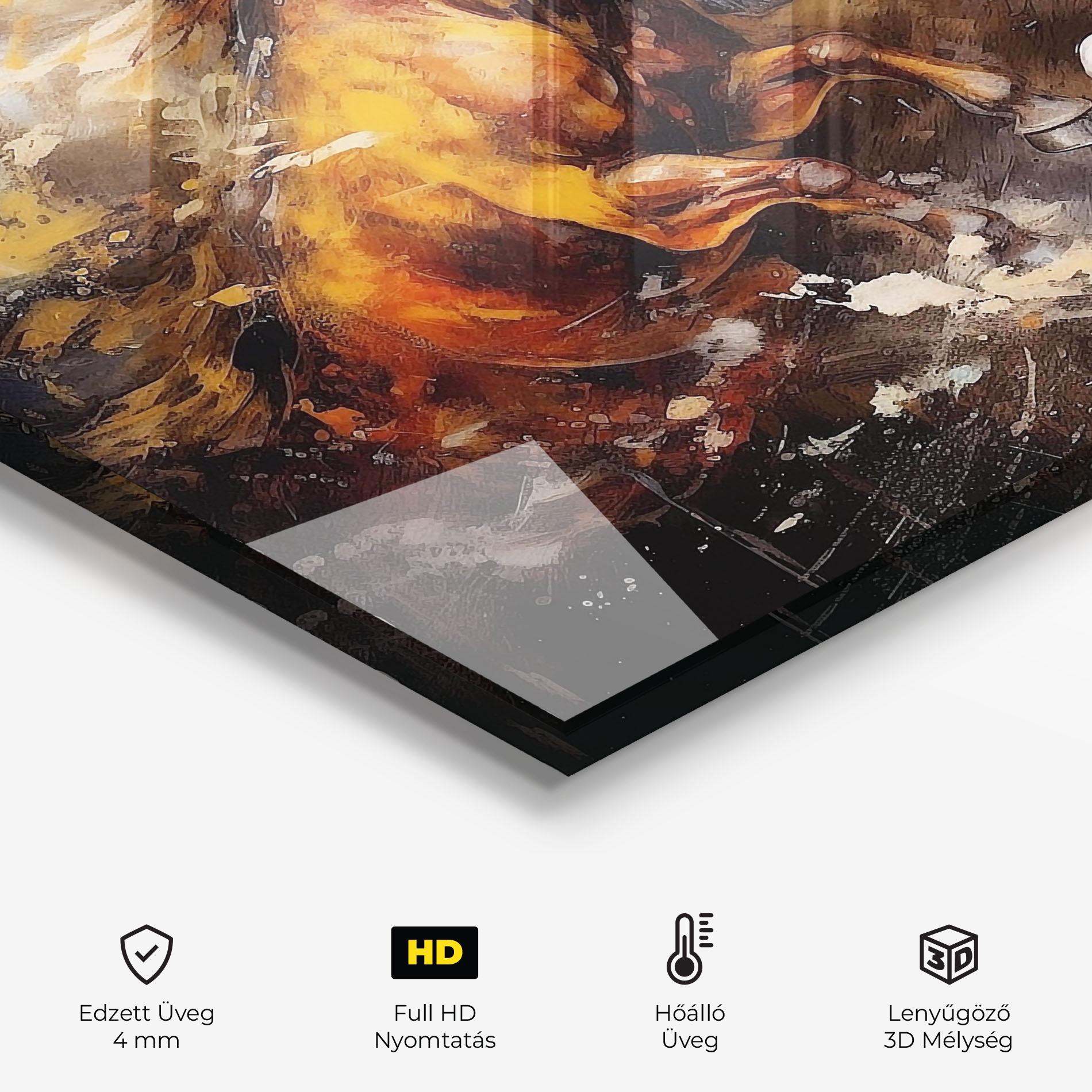 Konyhai üveg hátfal Brown White Horses mockup 2