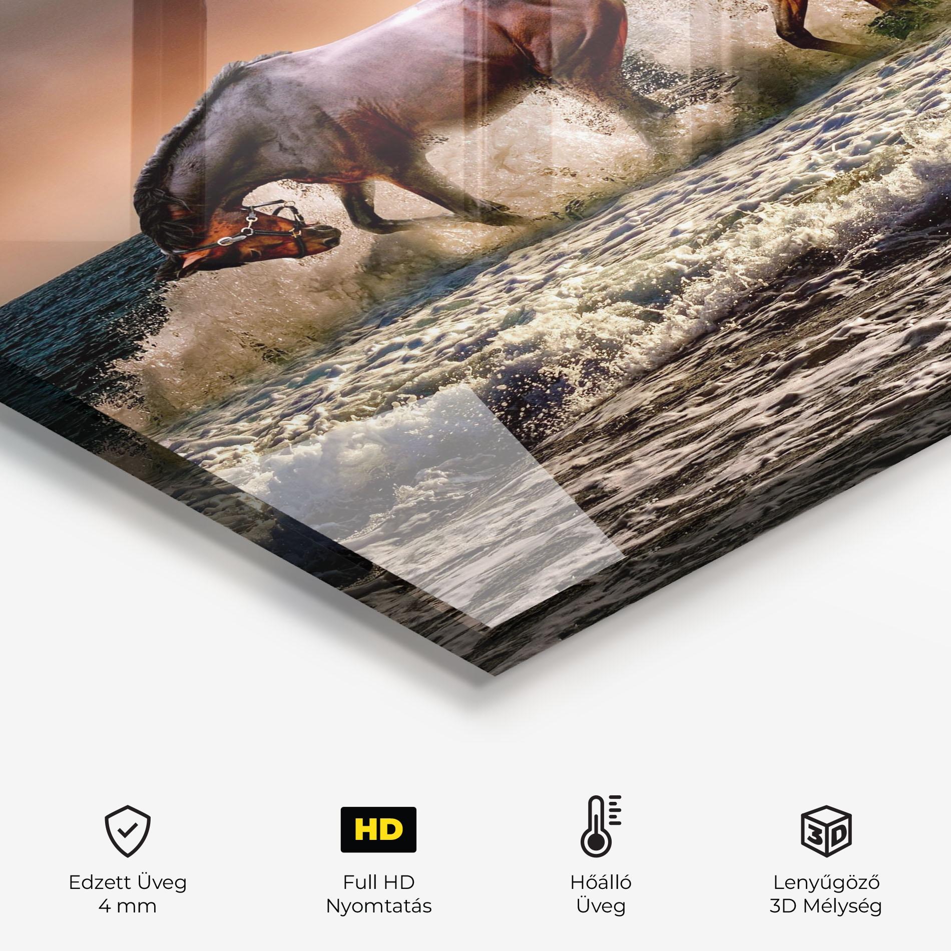 Konyhai üveg hátfal Horse In Sea mockup 2