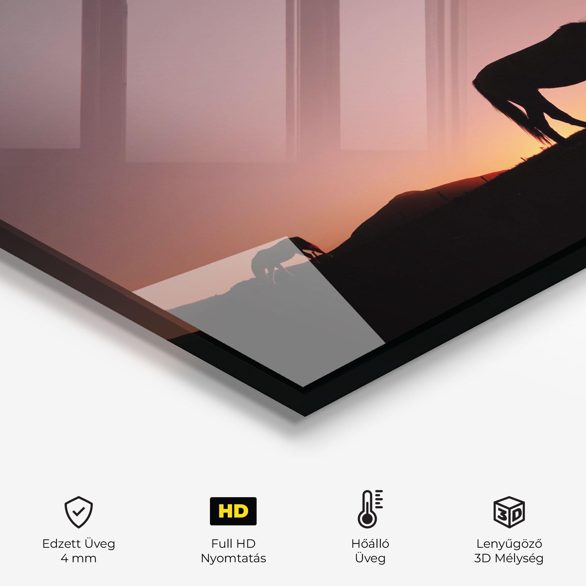 Konyhai üveg hátfal Horse Silhouette mockup 2