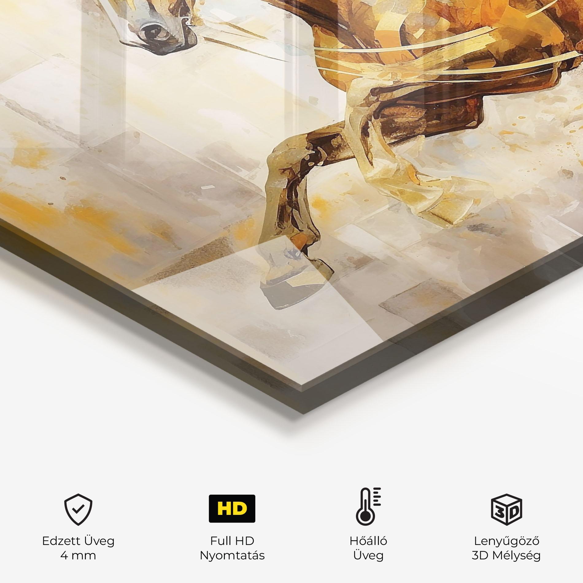 Konyhai üveg hátfal Light Brown Horses Running mockup 2