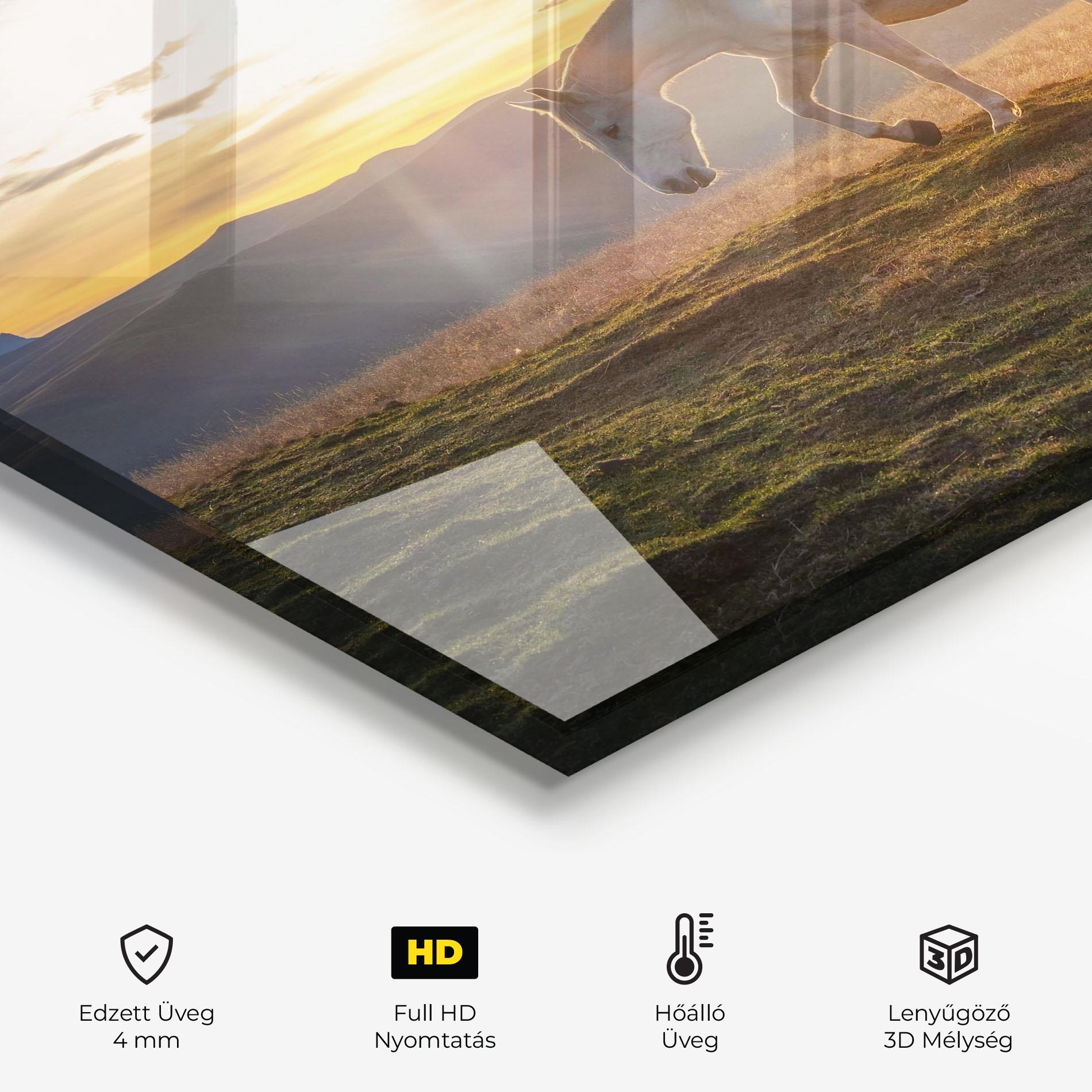 Konyhai üveg hátfal Mountain White Horse mockup 2