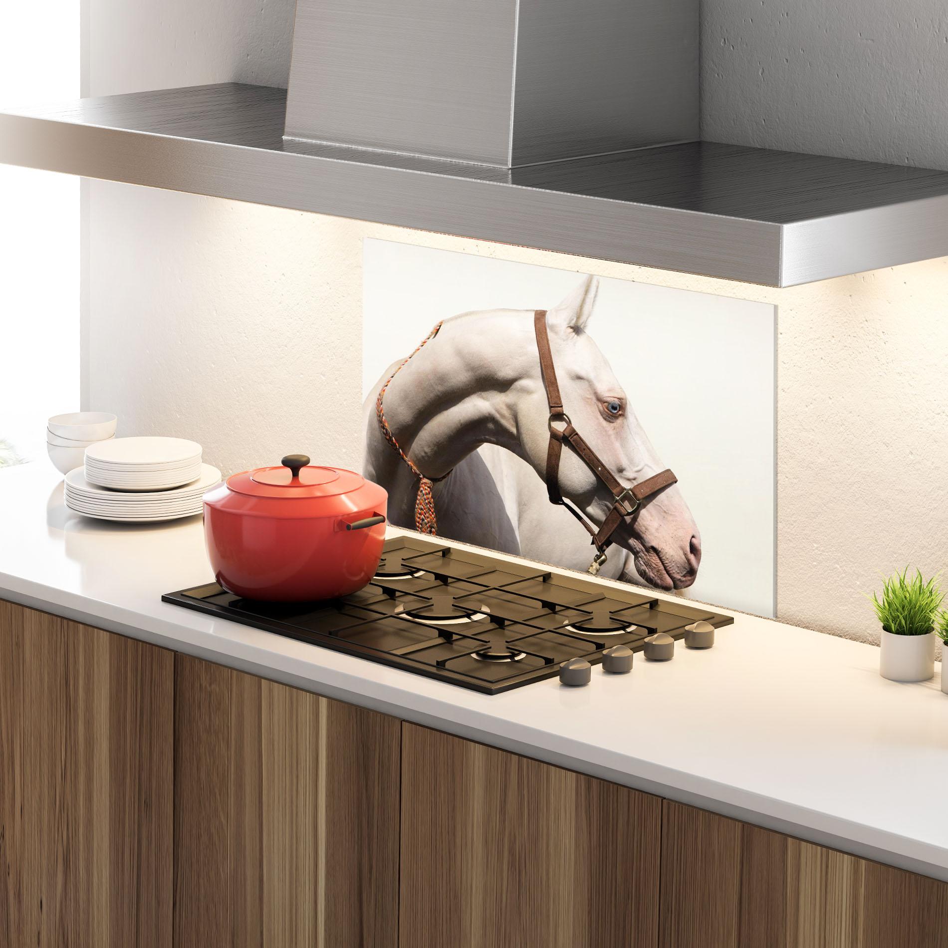 Konyhai üveg hátfal Blue Eye Horse mockup 4