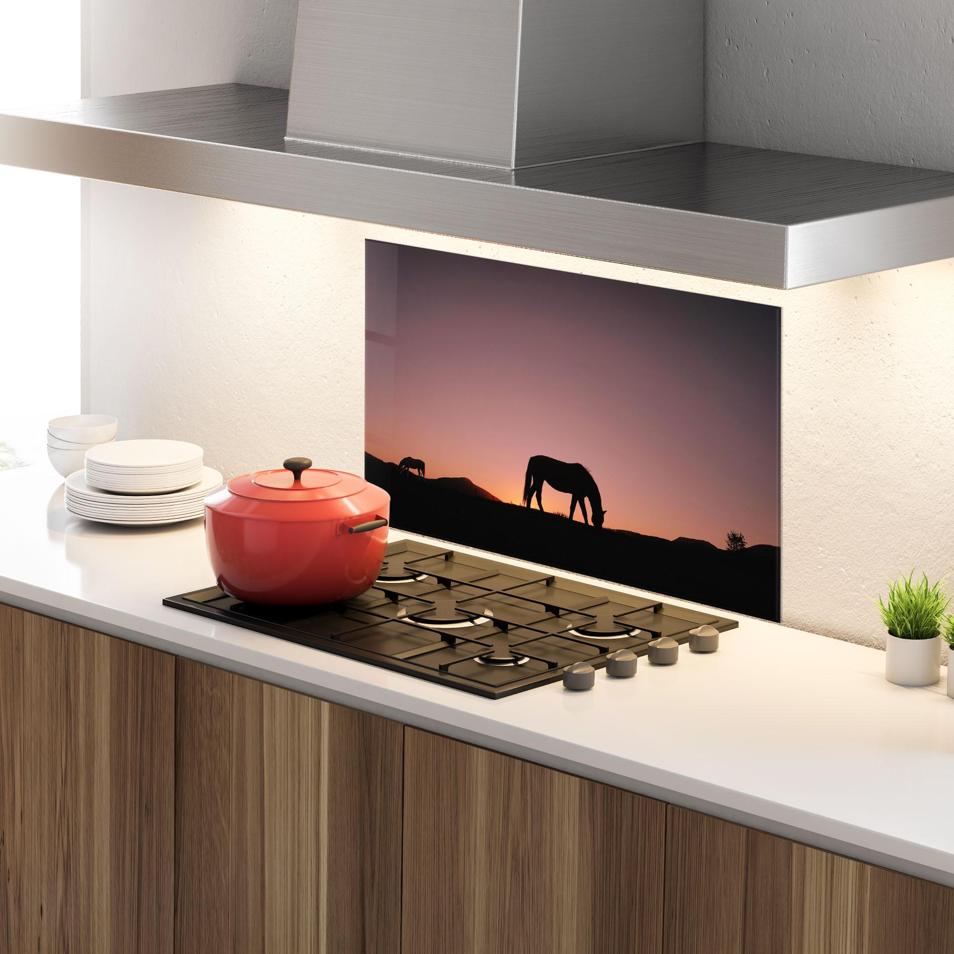 Konyhai üveg hátfal Horse Silhouette mockup 4