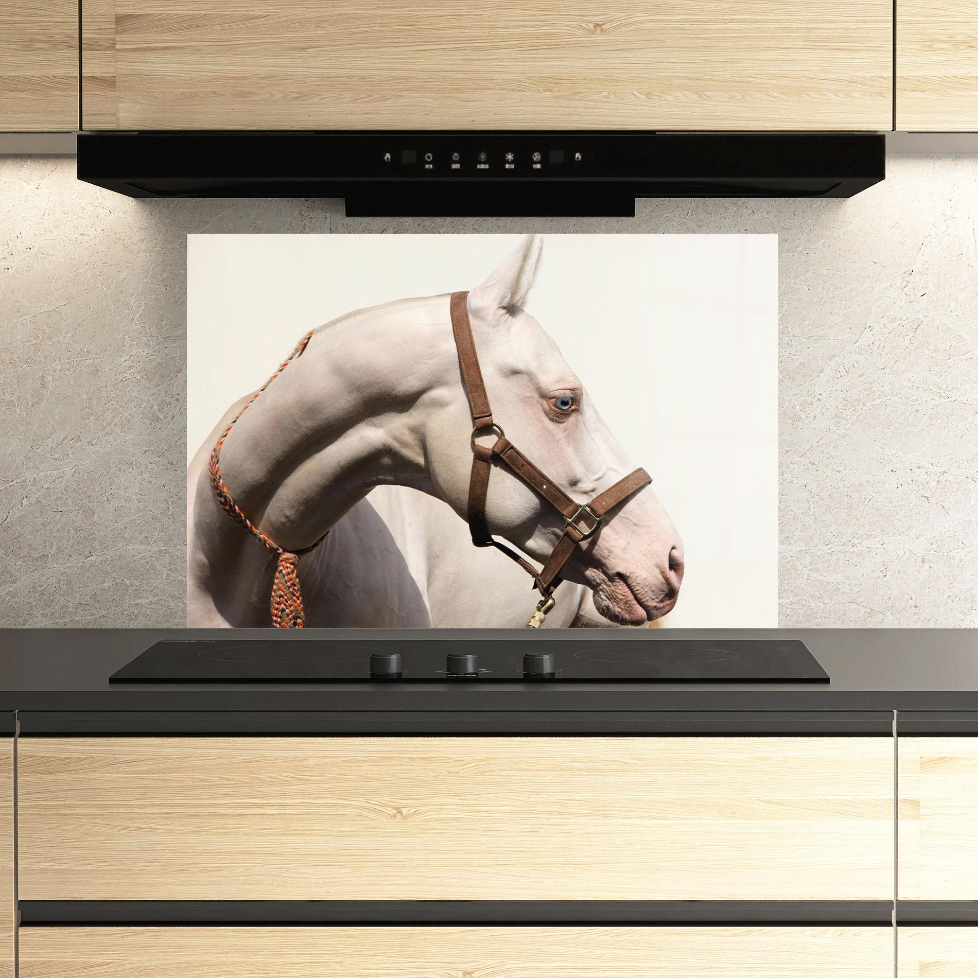 Konyhai üveg hátfal Blue Eye Horse mockup 3