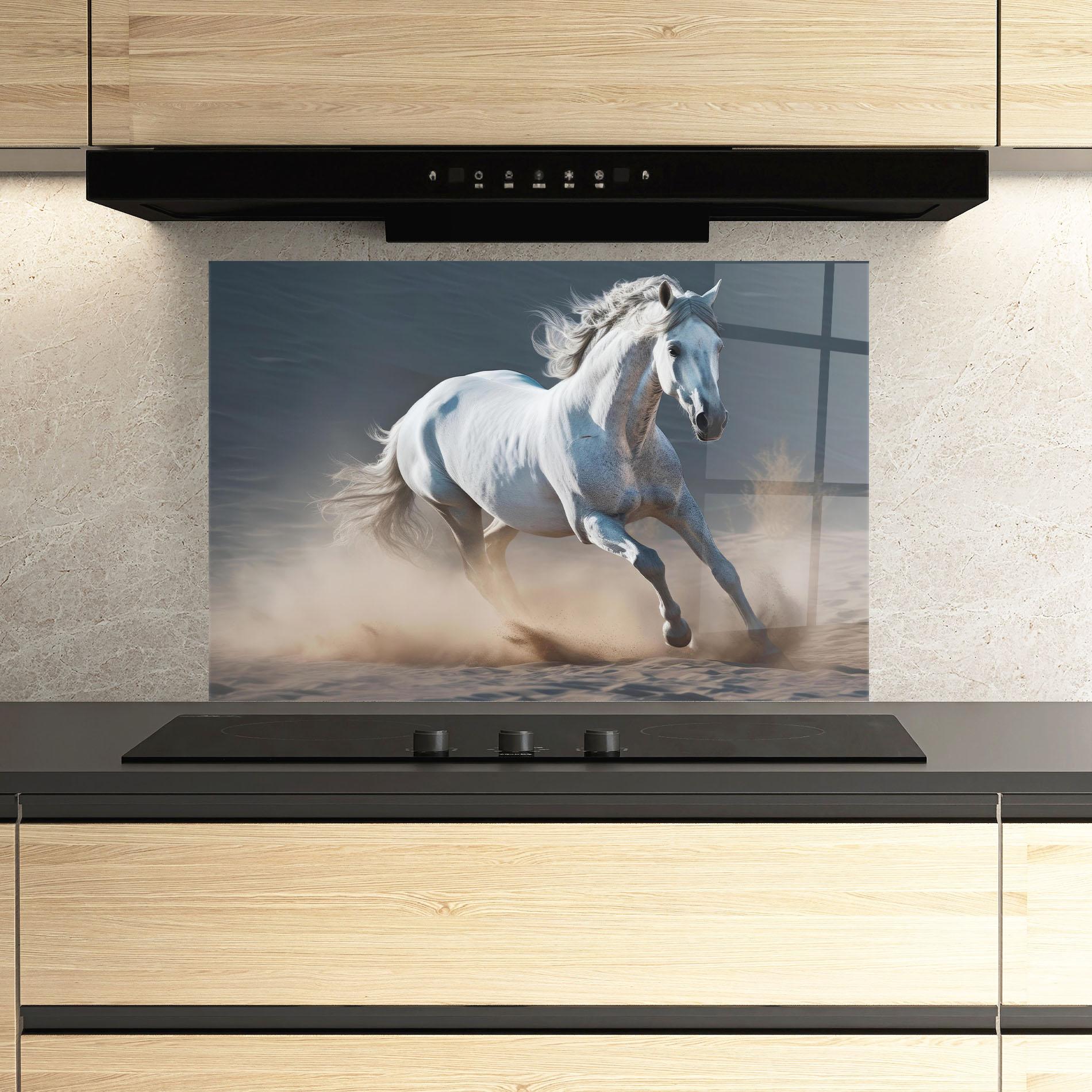 Konyhai üveg hátfal Desert Horse mockup 3