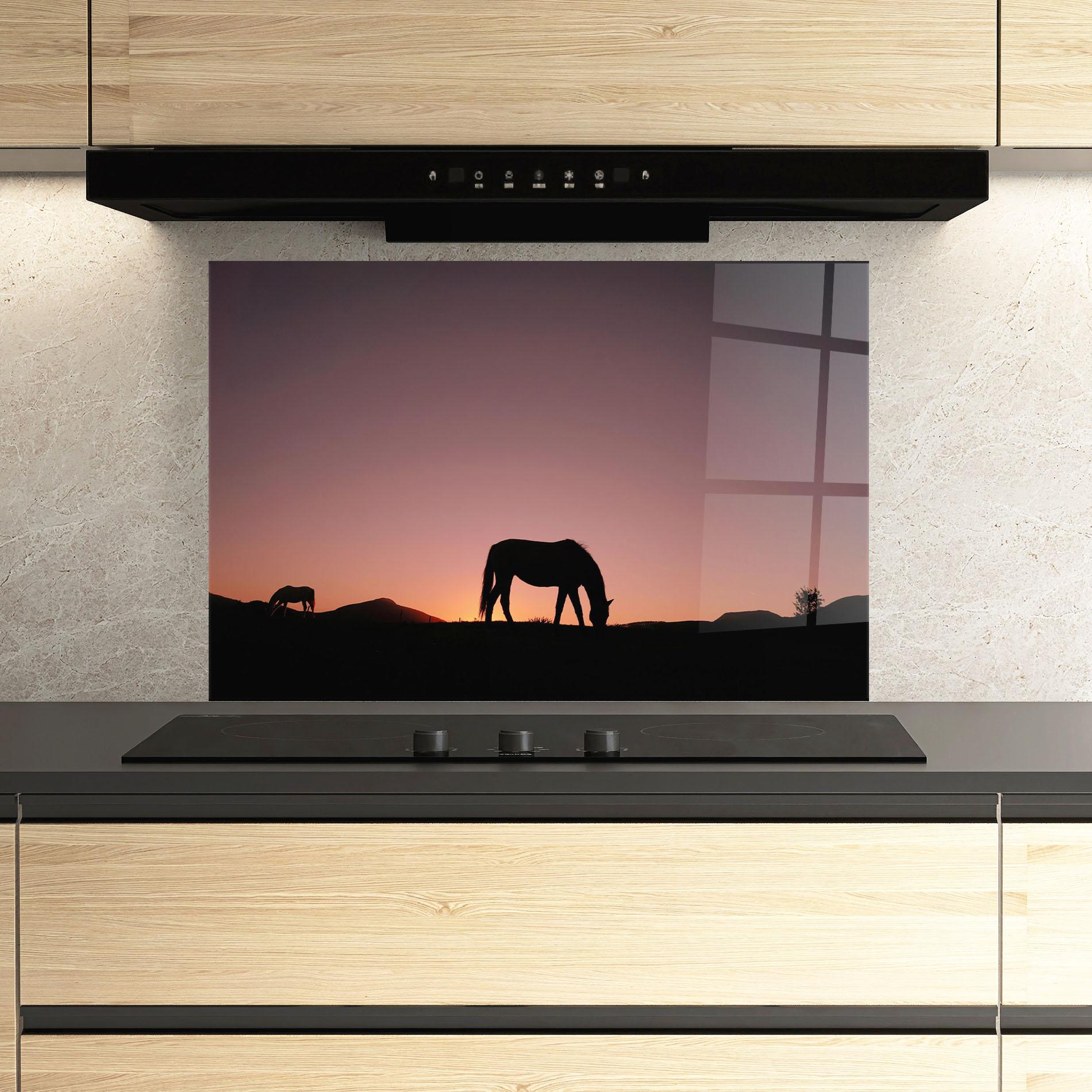 Konyhai üveg hátfal Horse Silhouette mockup 3