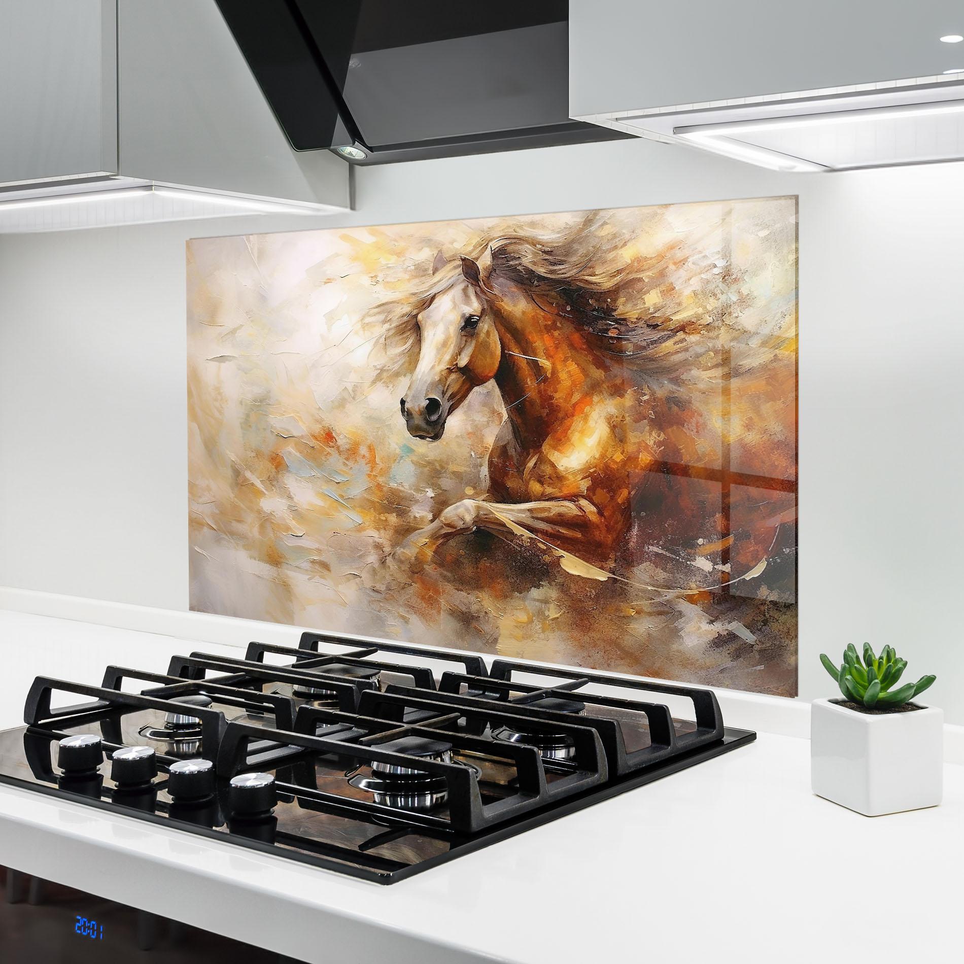Konyhai üveg hátfal Brown Horse Running mockup 6