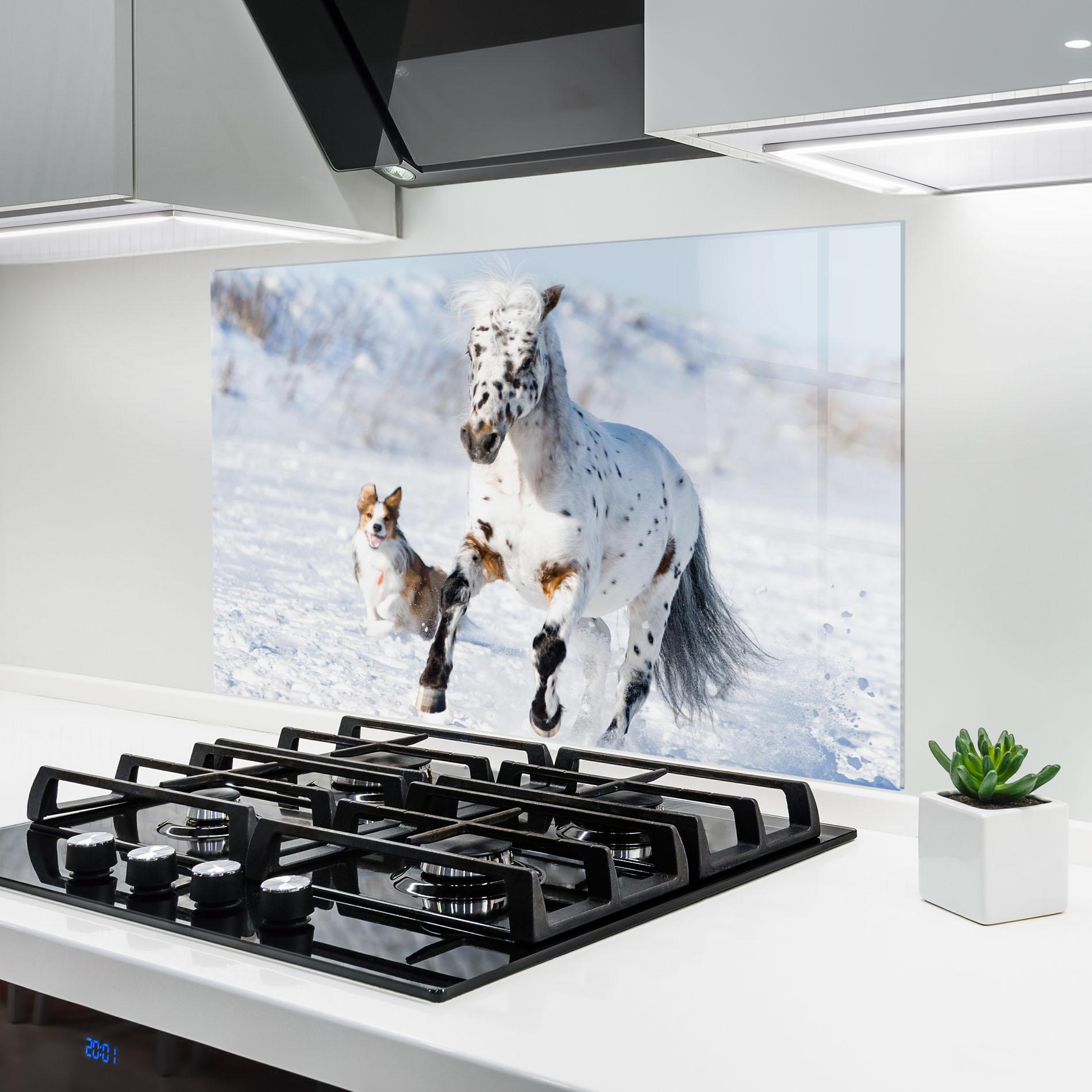 Konyhai üveg hátfal Dog And Horse Running mockup 6