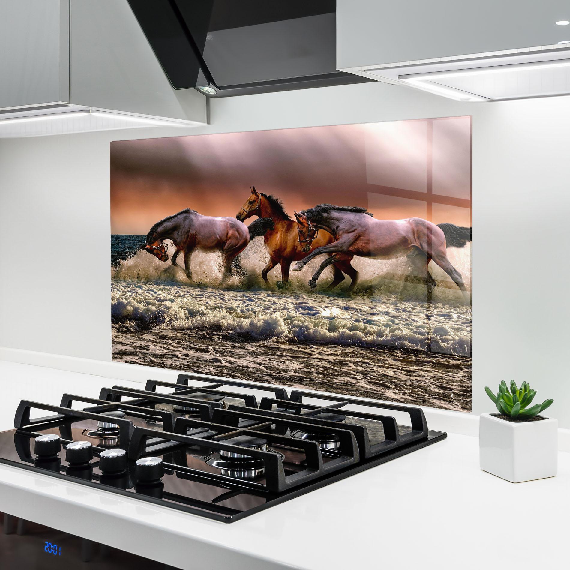 Konyhai üveg hátfal Horse In Sea mockup 6