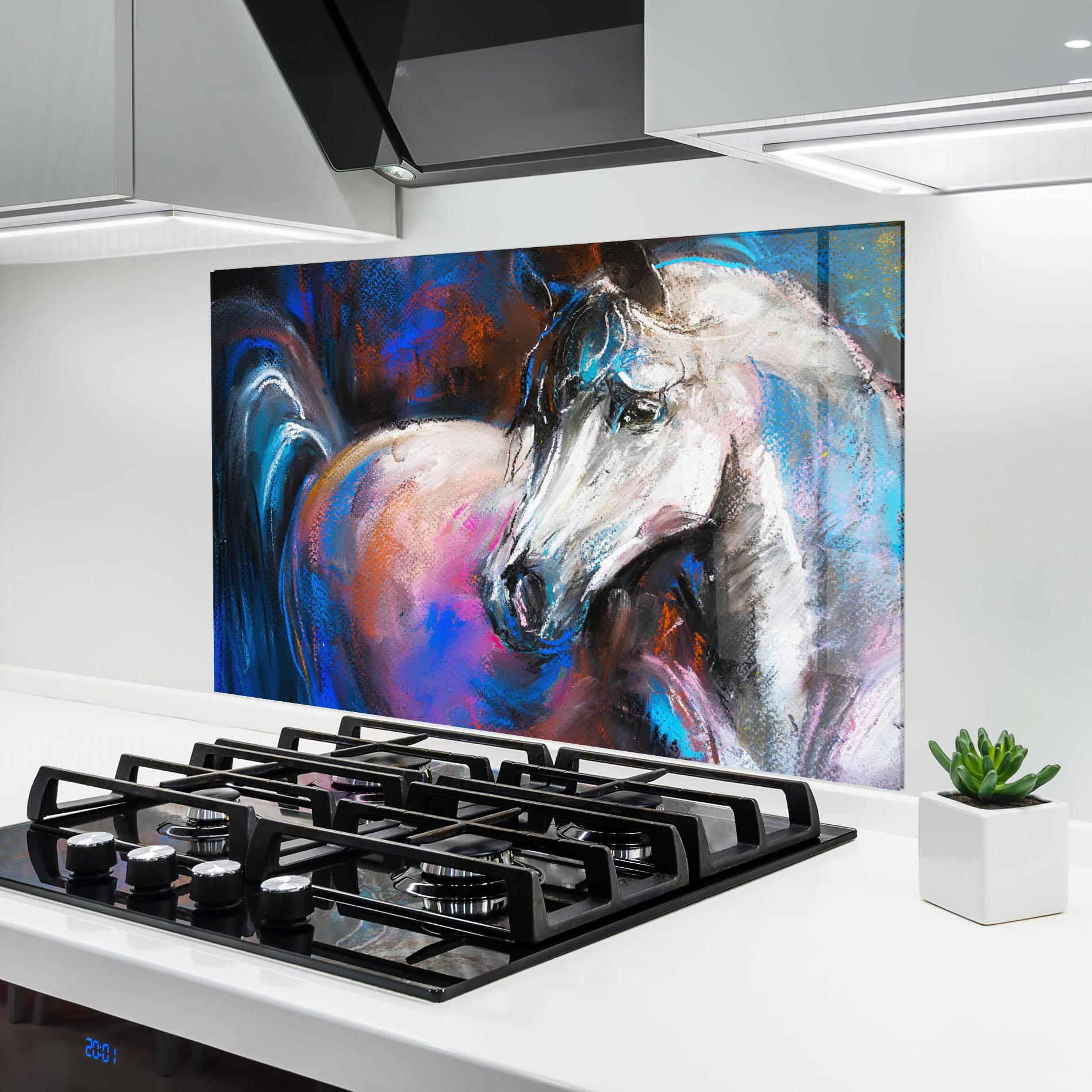 Konyhai üveg hátfal Shades Of Horse mockup 6