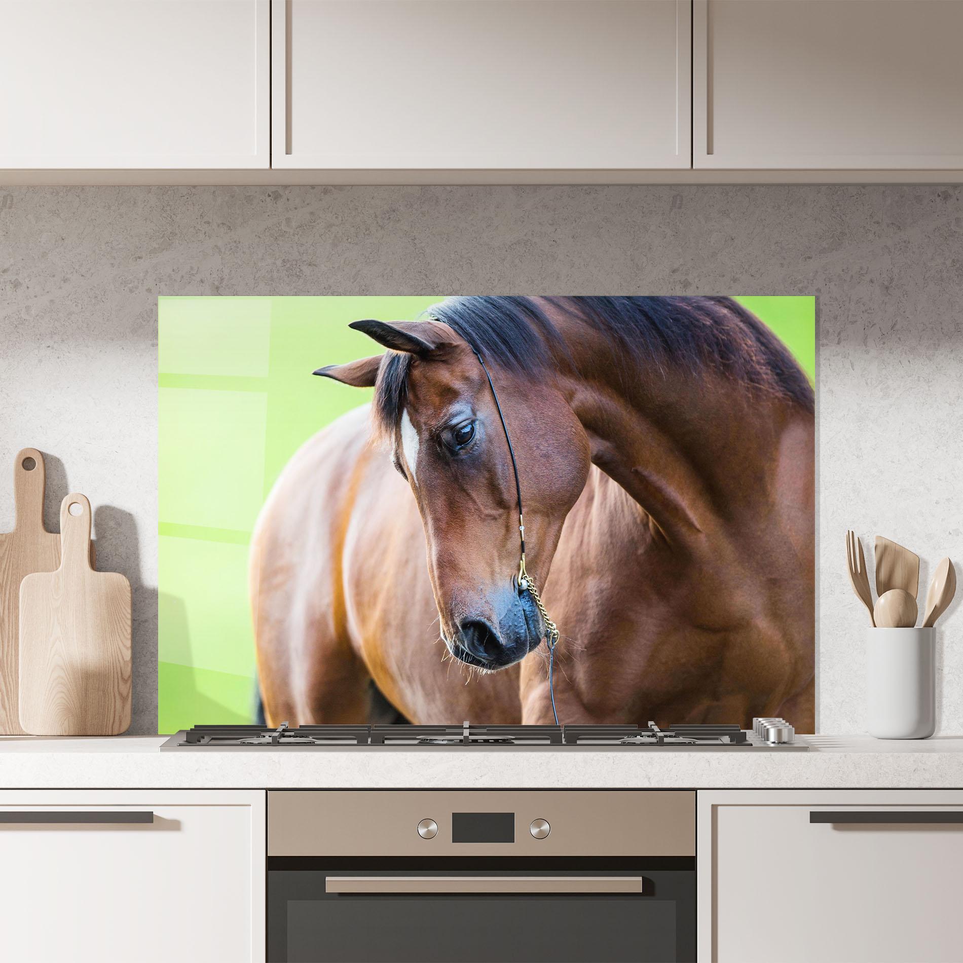 Konyhai üveg hátfal Horse Head Portrait mockup 7