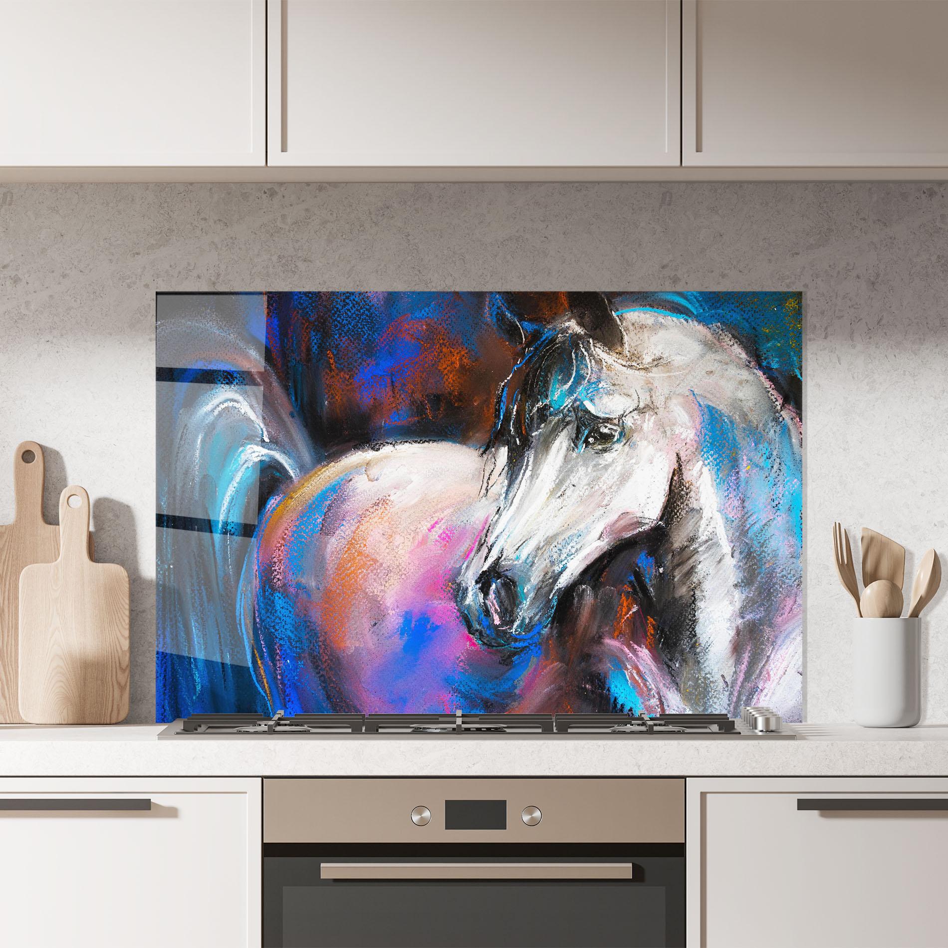 Konyhai üveg hátfal Shades Of Horse mockup 7