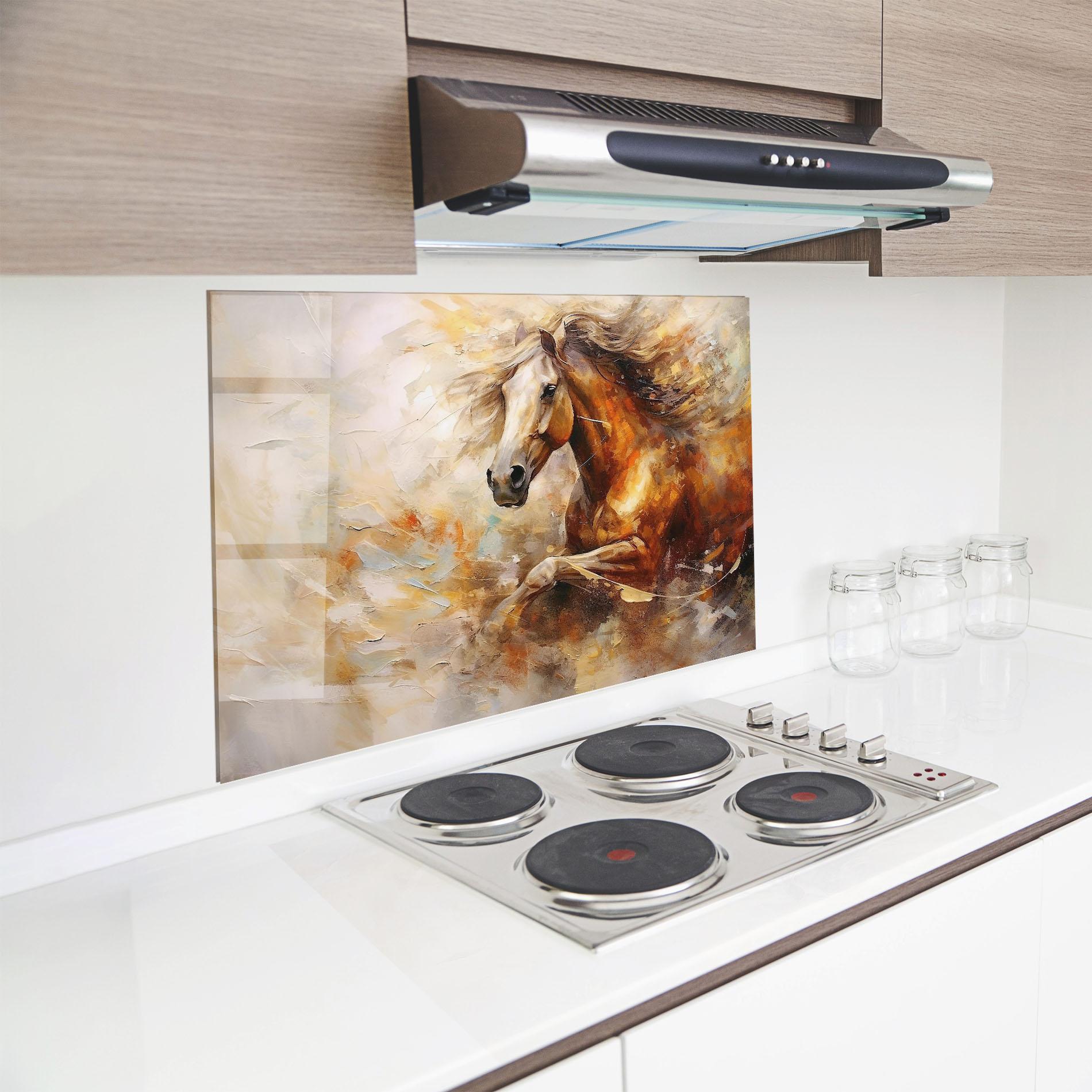 Konyhai üveg hátfal Brown Horse Running mockup 8