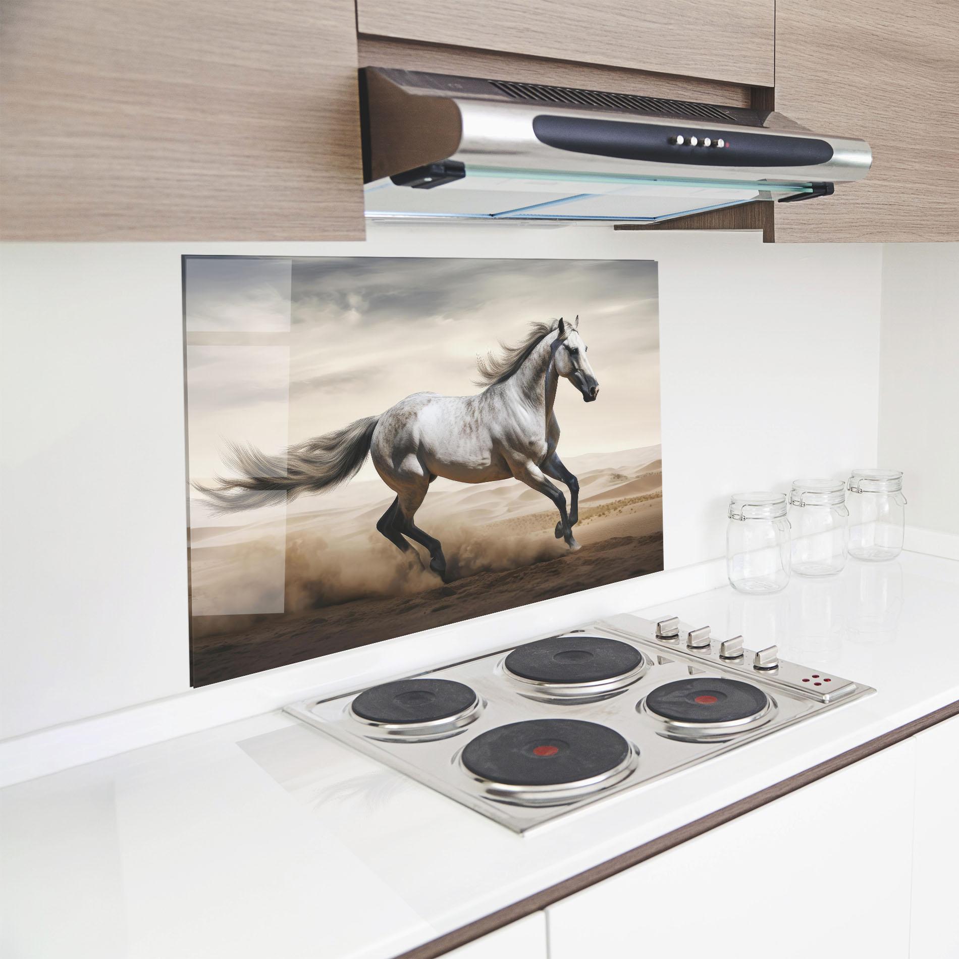 Konyhai üveg hátfal Desert Horse Galloping mockup 8