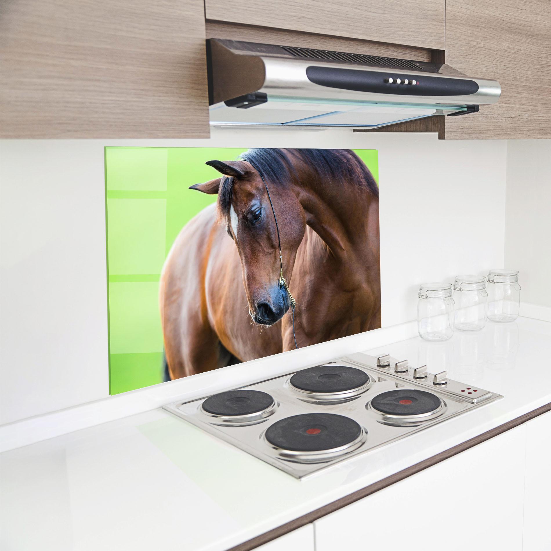 Konyhai üveg hátfal Horse Head Portrait mockup 8