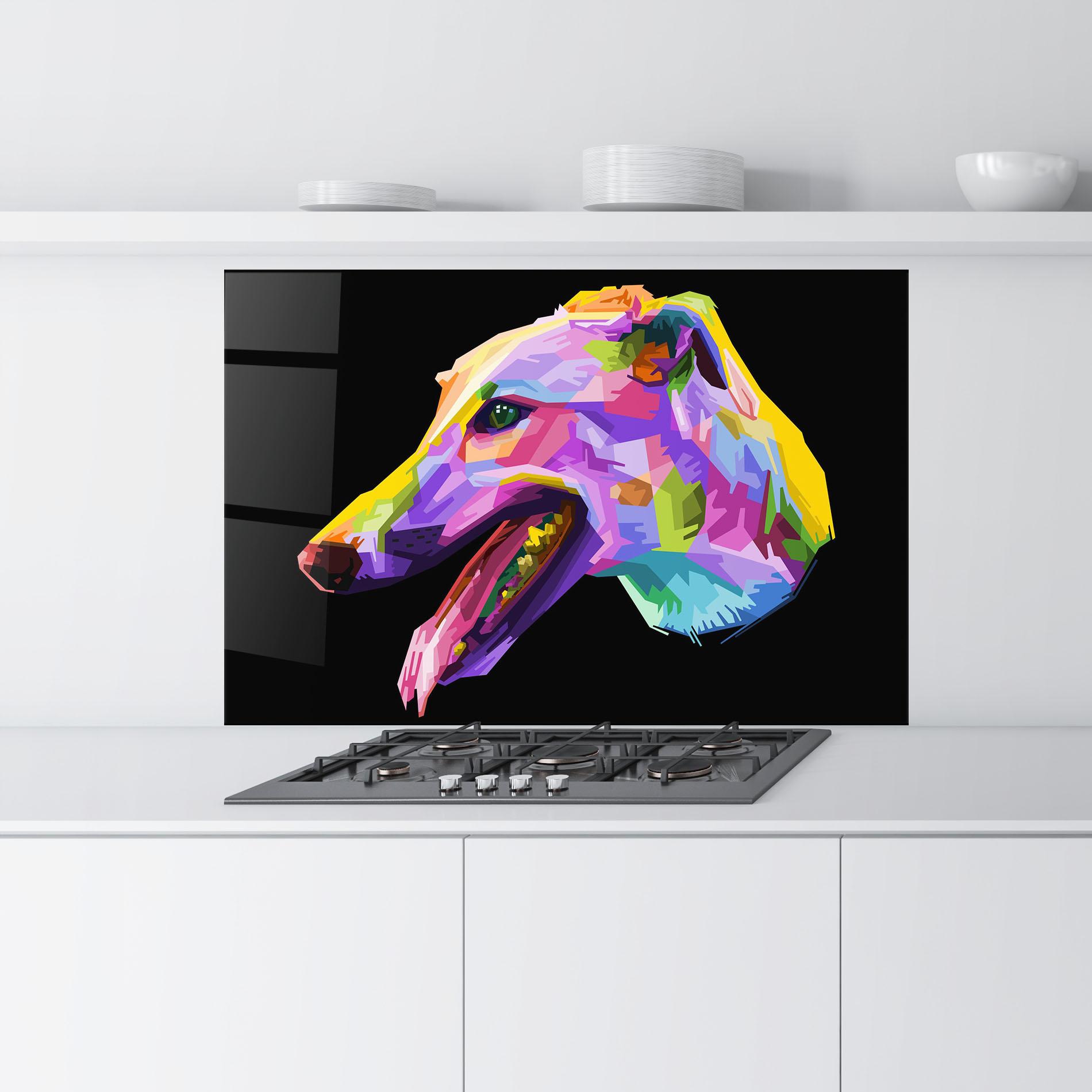 Konyhai üveg hátfal Colorful Dog Art mockup 9
