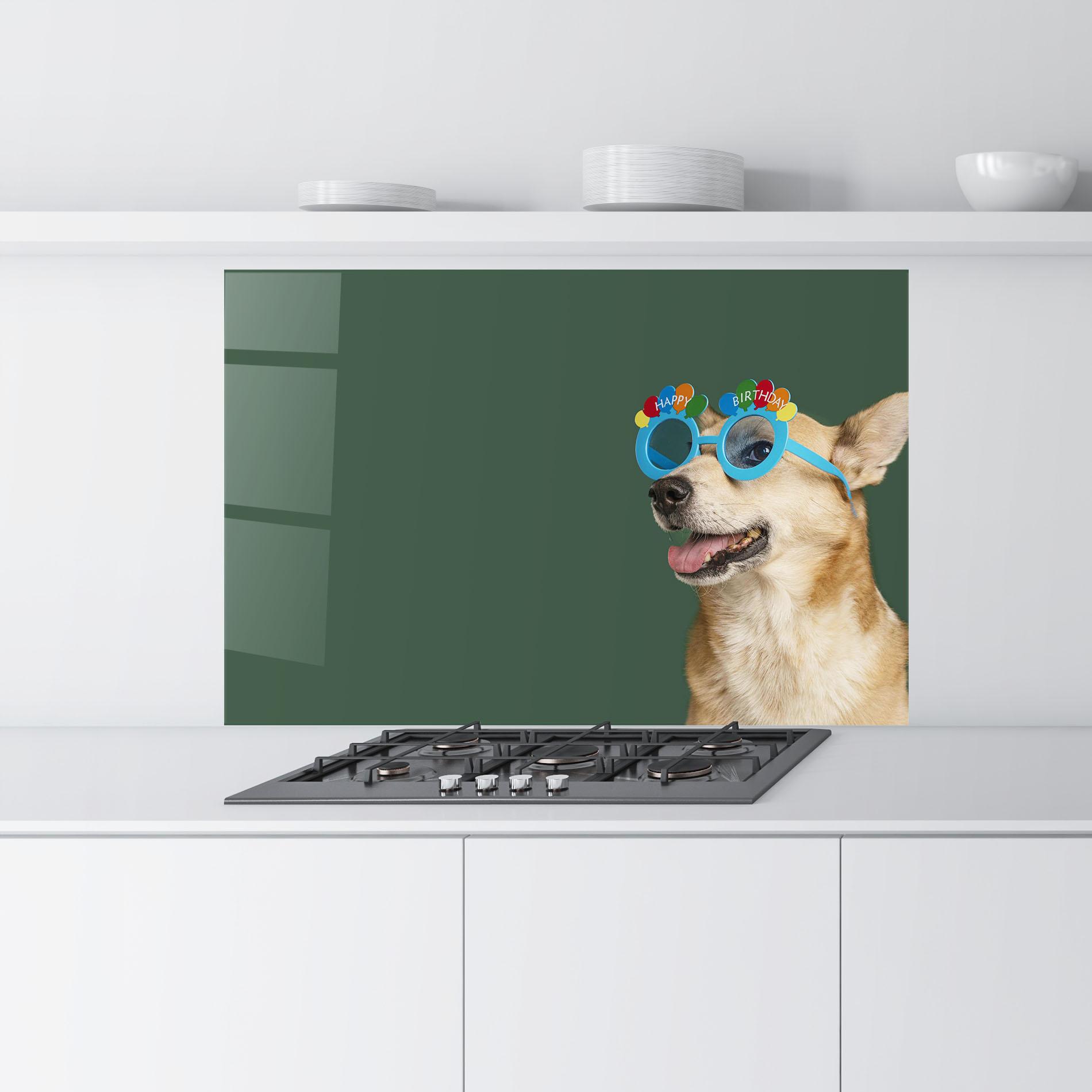 Konyhai üveg hátfal Cute Glasses Dog mockup 9