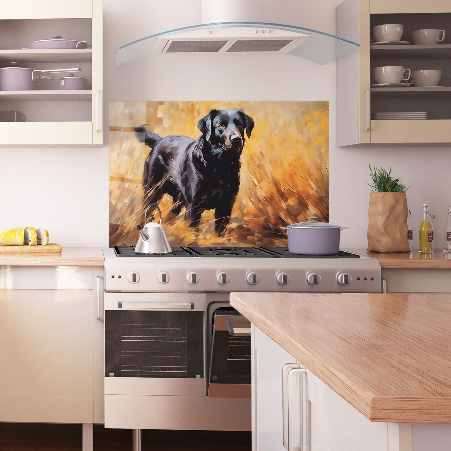Konyhai üveg hátfal Black Pretty Dog mockup 1