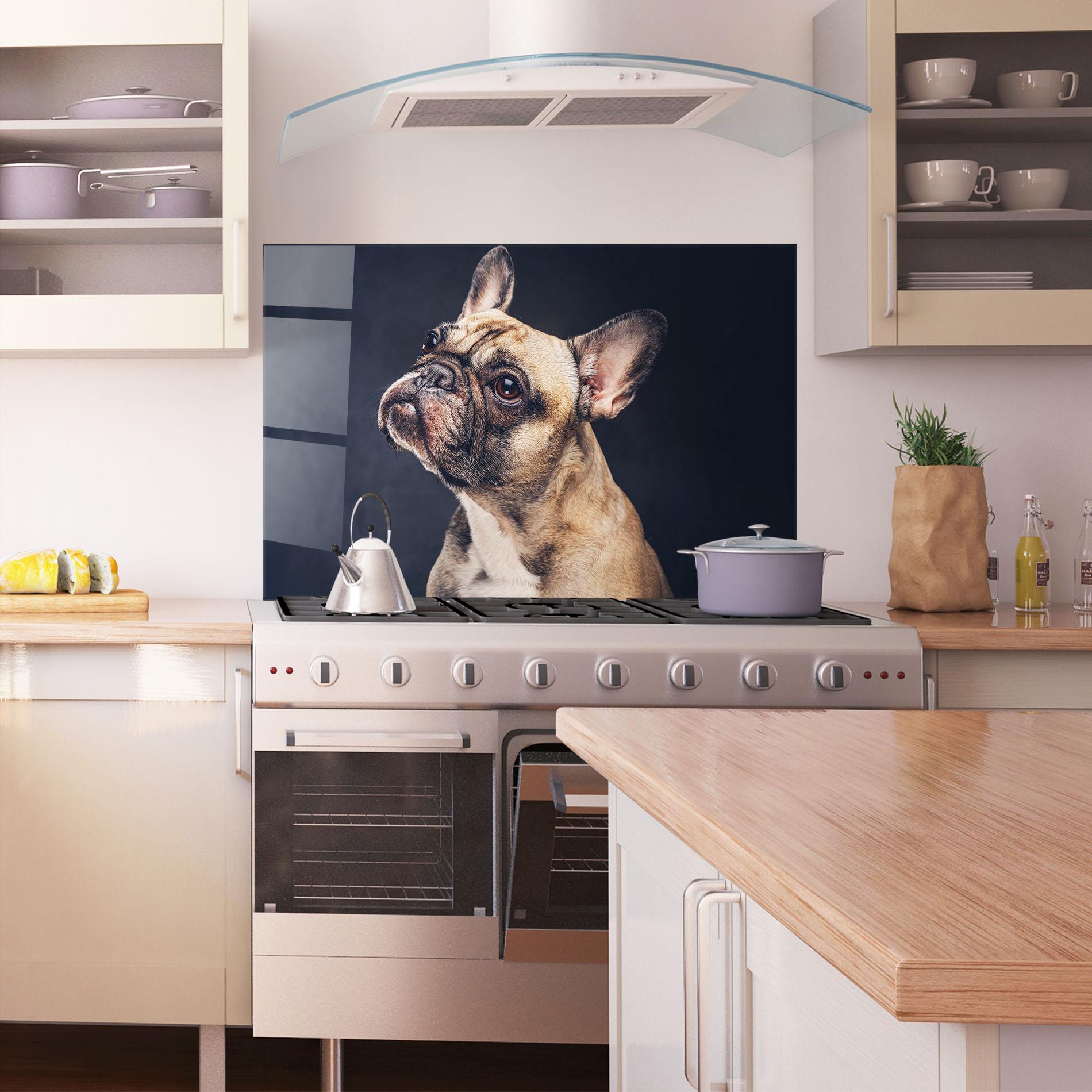 Konyhai üveg hátfal Funny Face Dog mockup 1