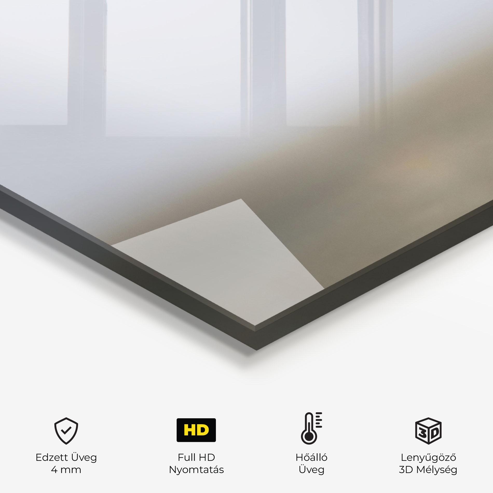 Konyhai üveg hátfal Brown White Dog mockup 2