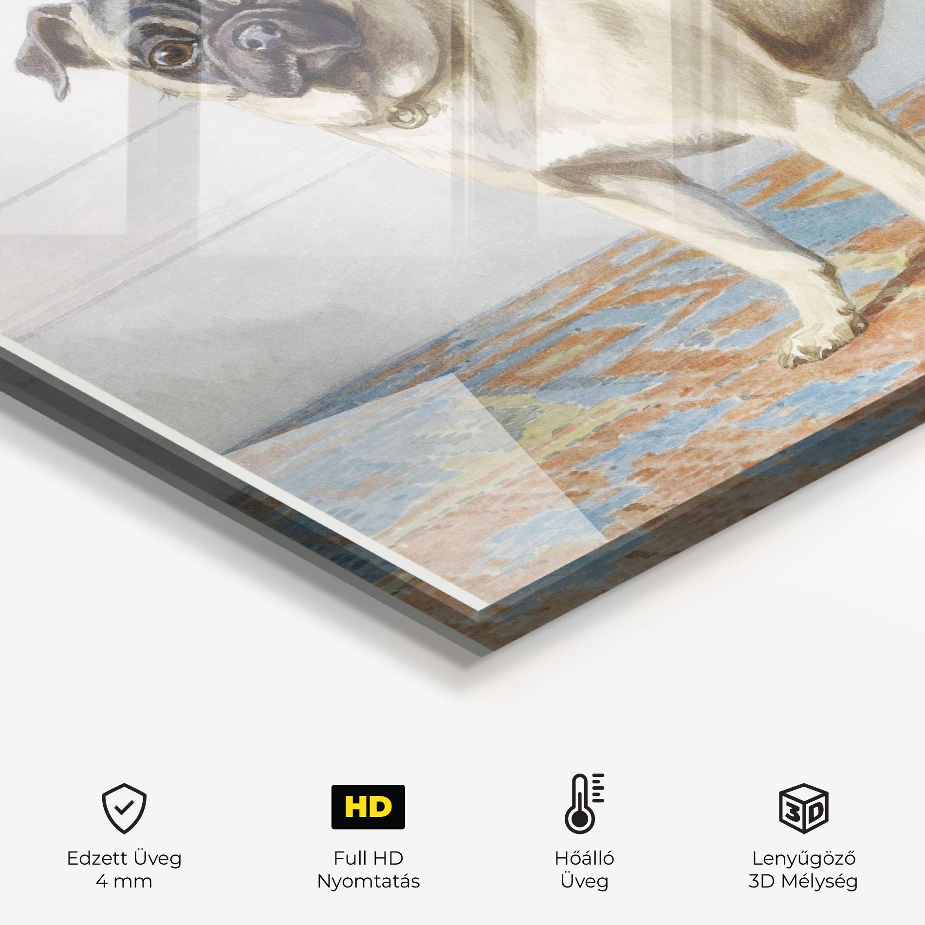 Konyhai üveg hátfal Cute Cream Dog mockup 2