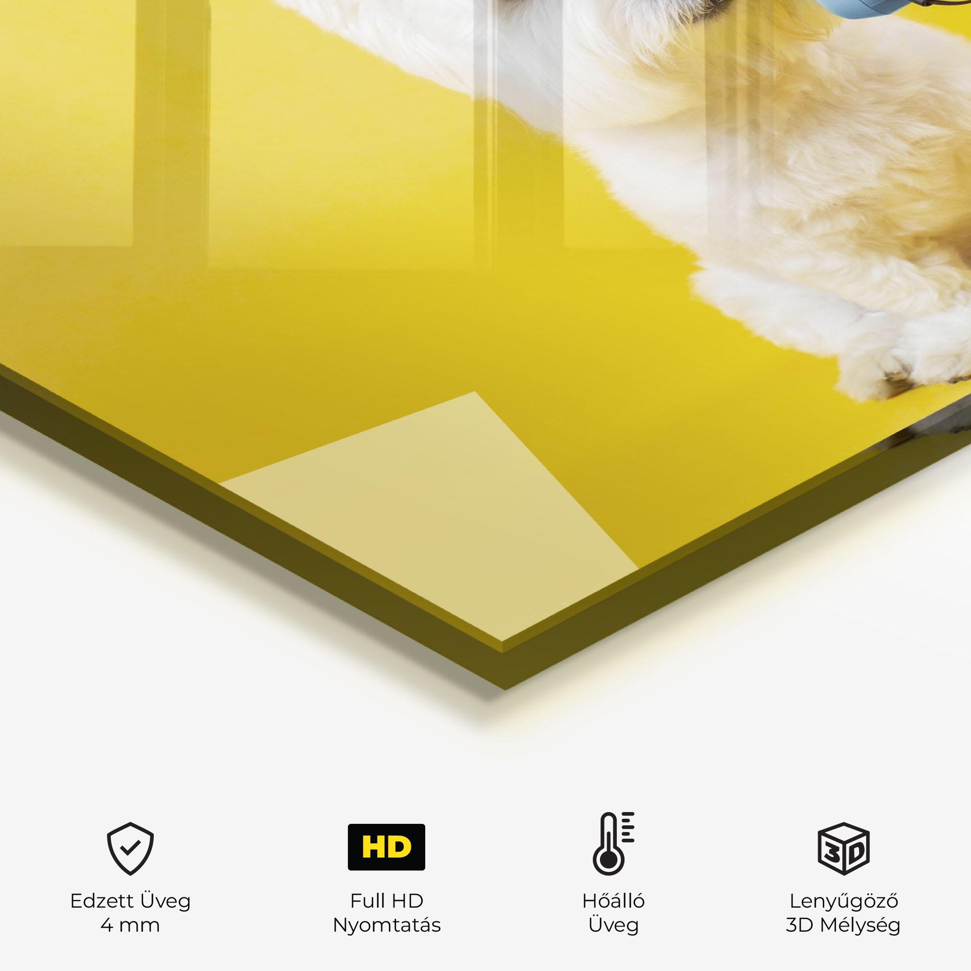 Konyhai üveg hátfal Cute Little Dog mockup 2