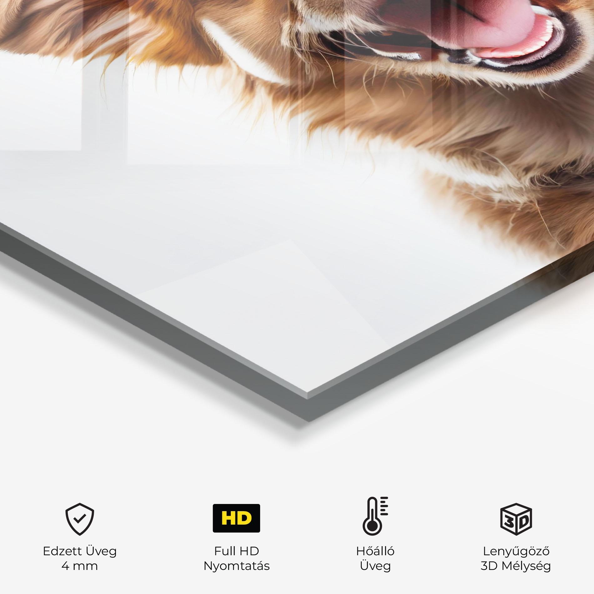 Konyhai üveg hátfal Happy Smiling Dog mockup 2