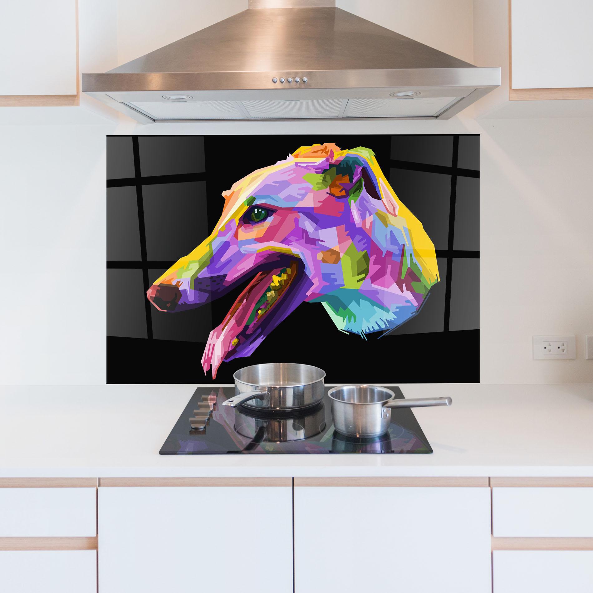 Konyhai üveg hátfal Colorful Dog Art mockup 5