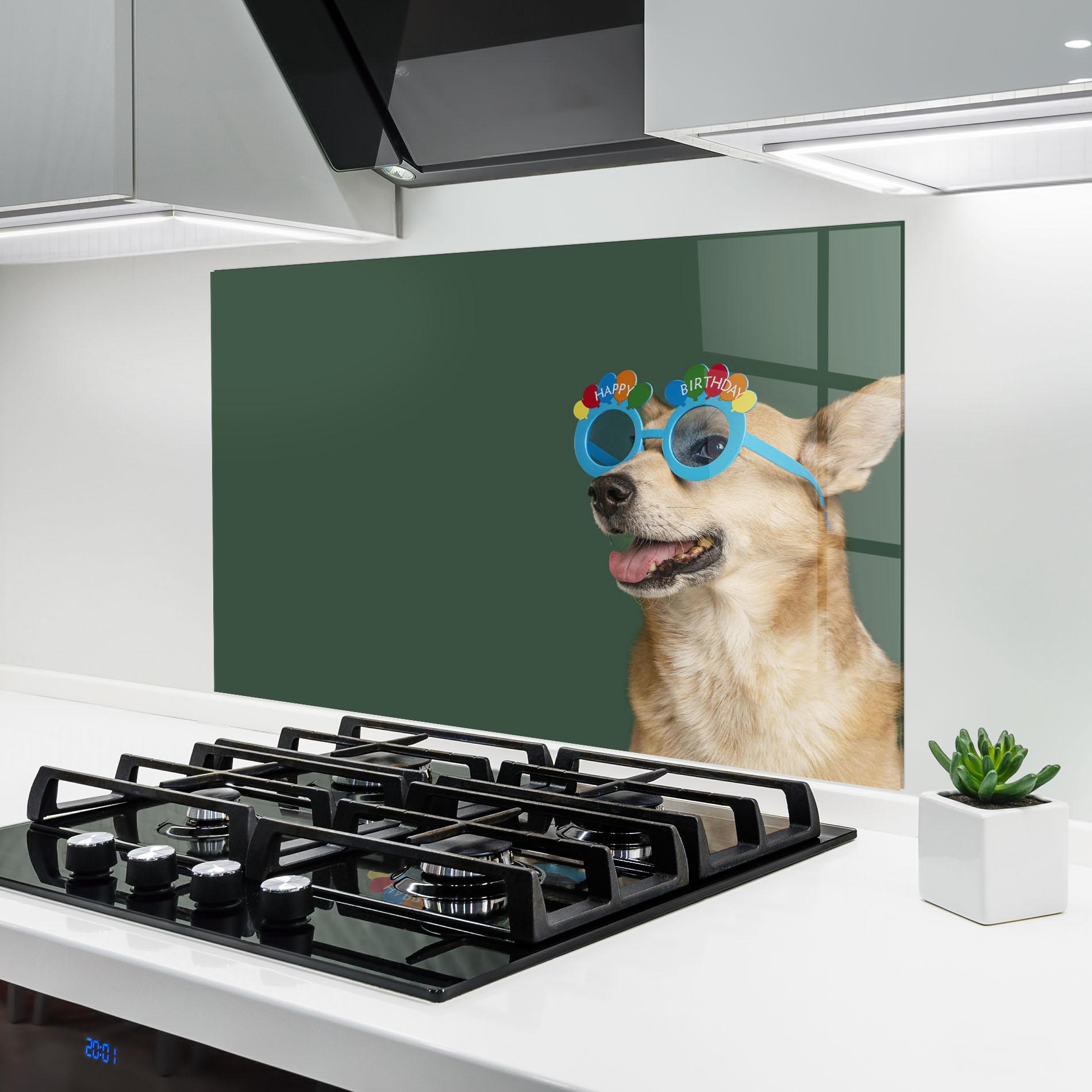 Konyhai üveg hátfal Cute Glasses Dog mockup 6