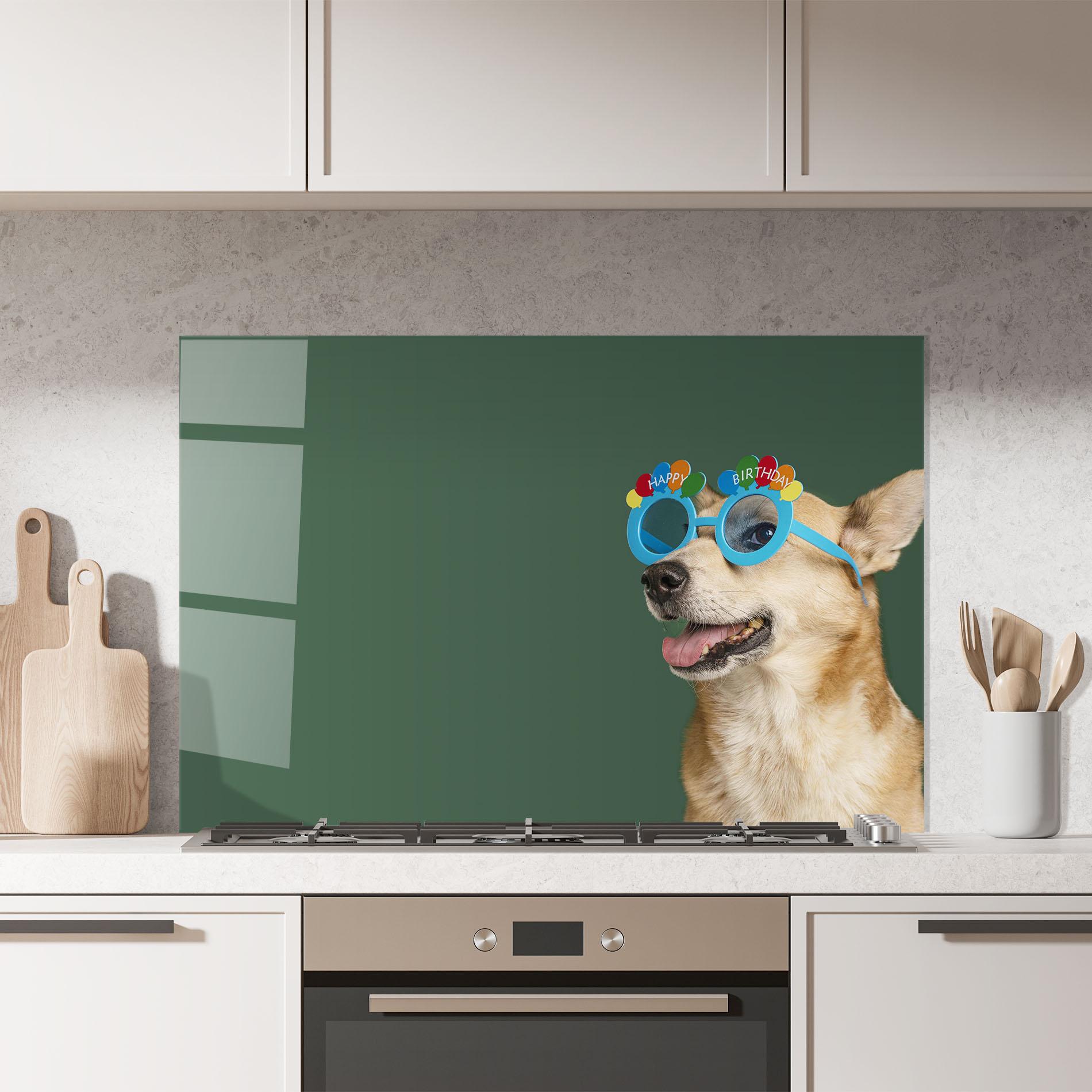 Konyhai üveg hátfal Cute Glasses Dog mockup 7