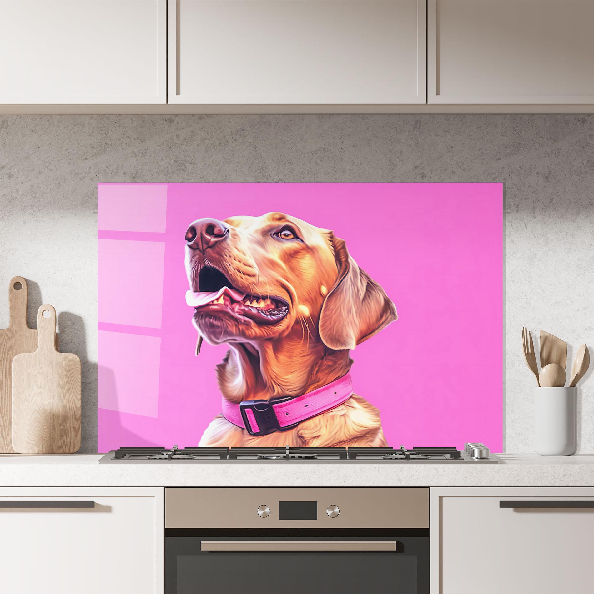 Konyhai üveg hátfal Cute Retriever Dog mockup 7