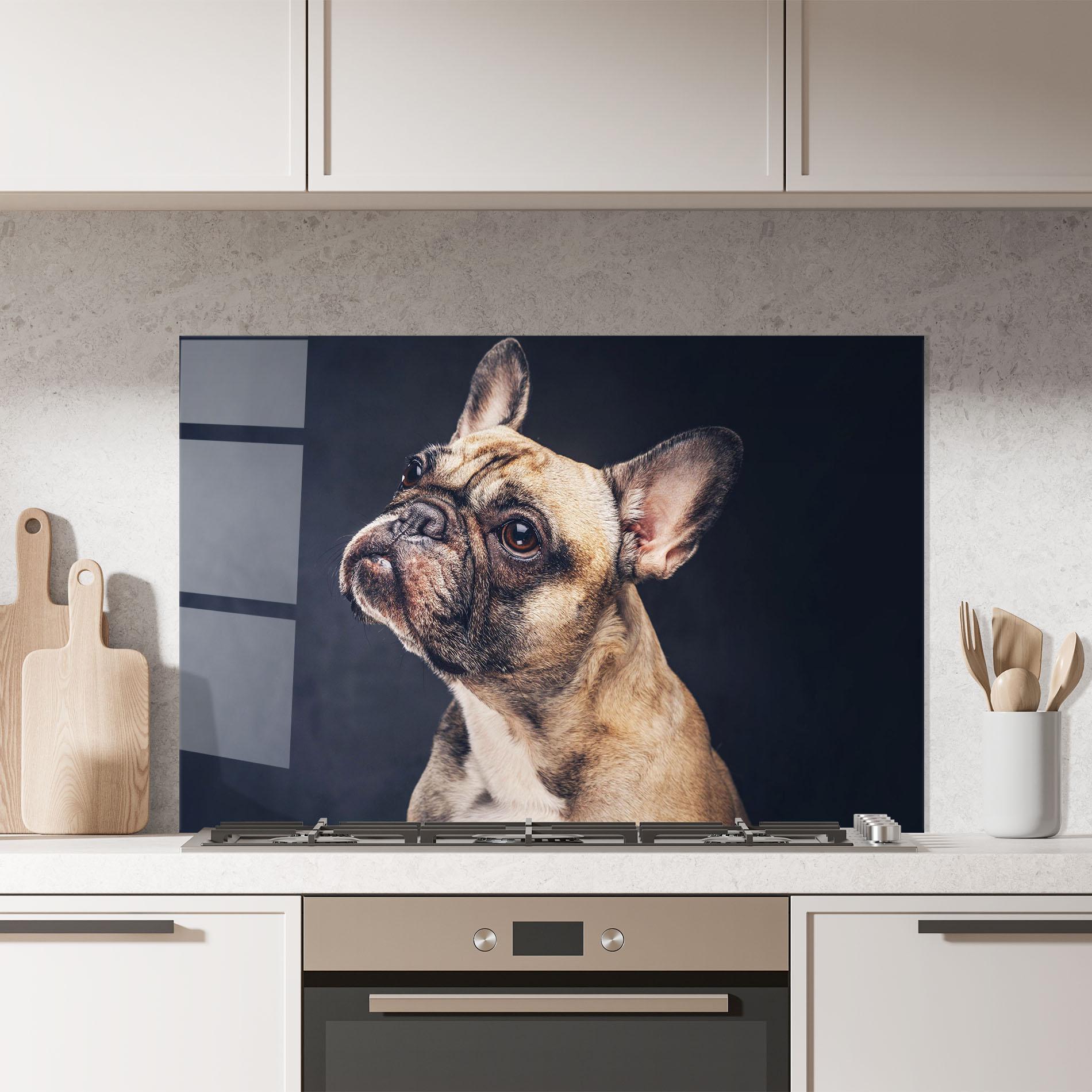 Konyhai üveg hátfal Funny Face Dog mockup 7