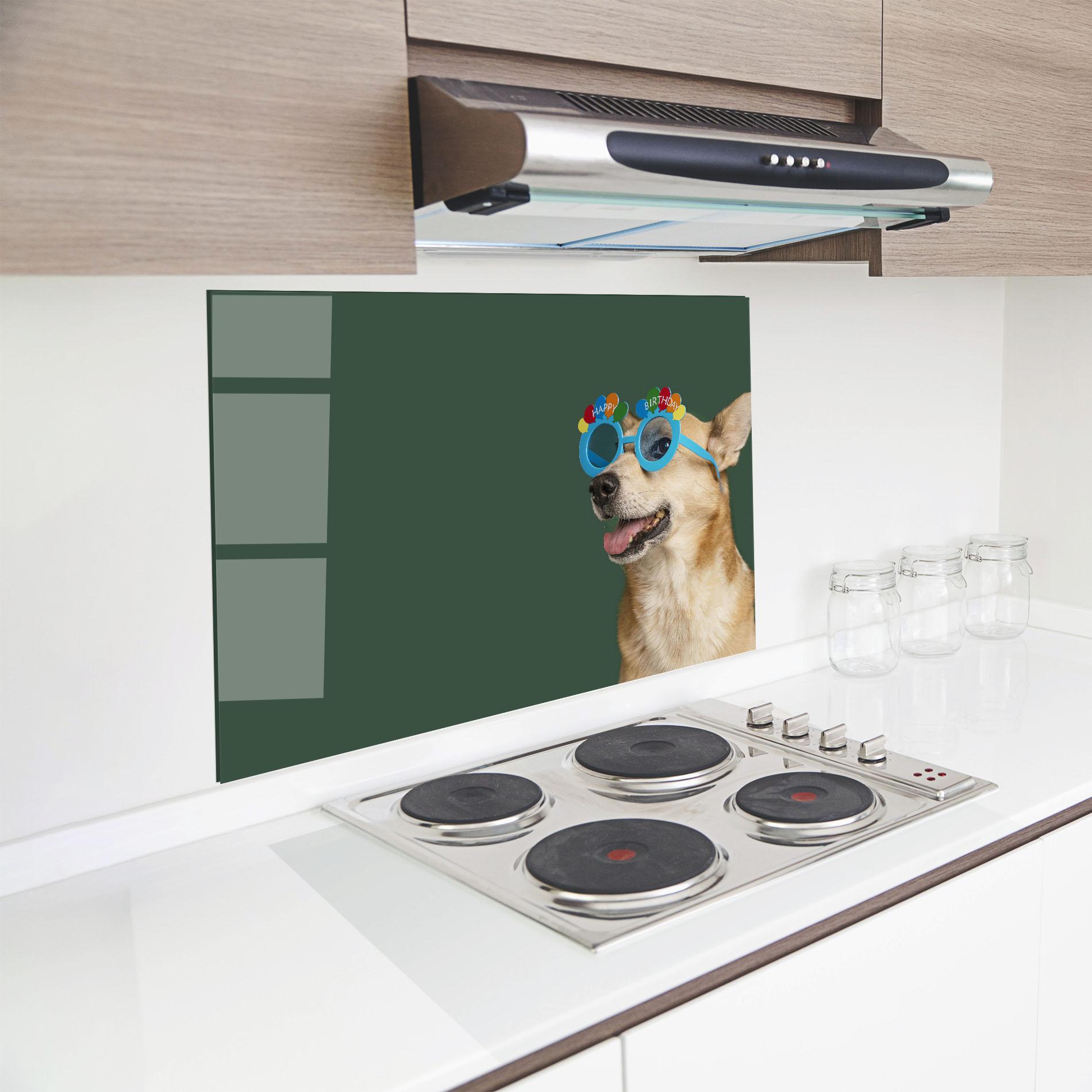 Konyhai üveg hátfal Cute Glasses Dog mockup 8